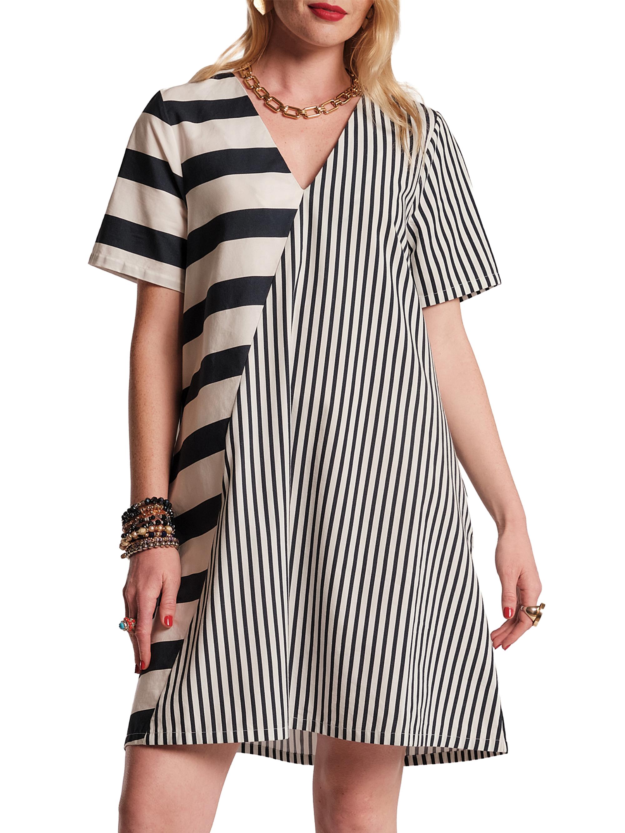 Frances Valentine Women's Schooner Splice Striped Minidress - Navy Oyster