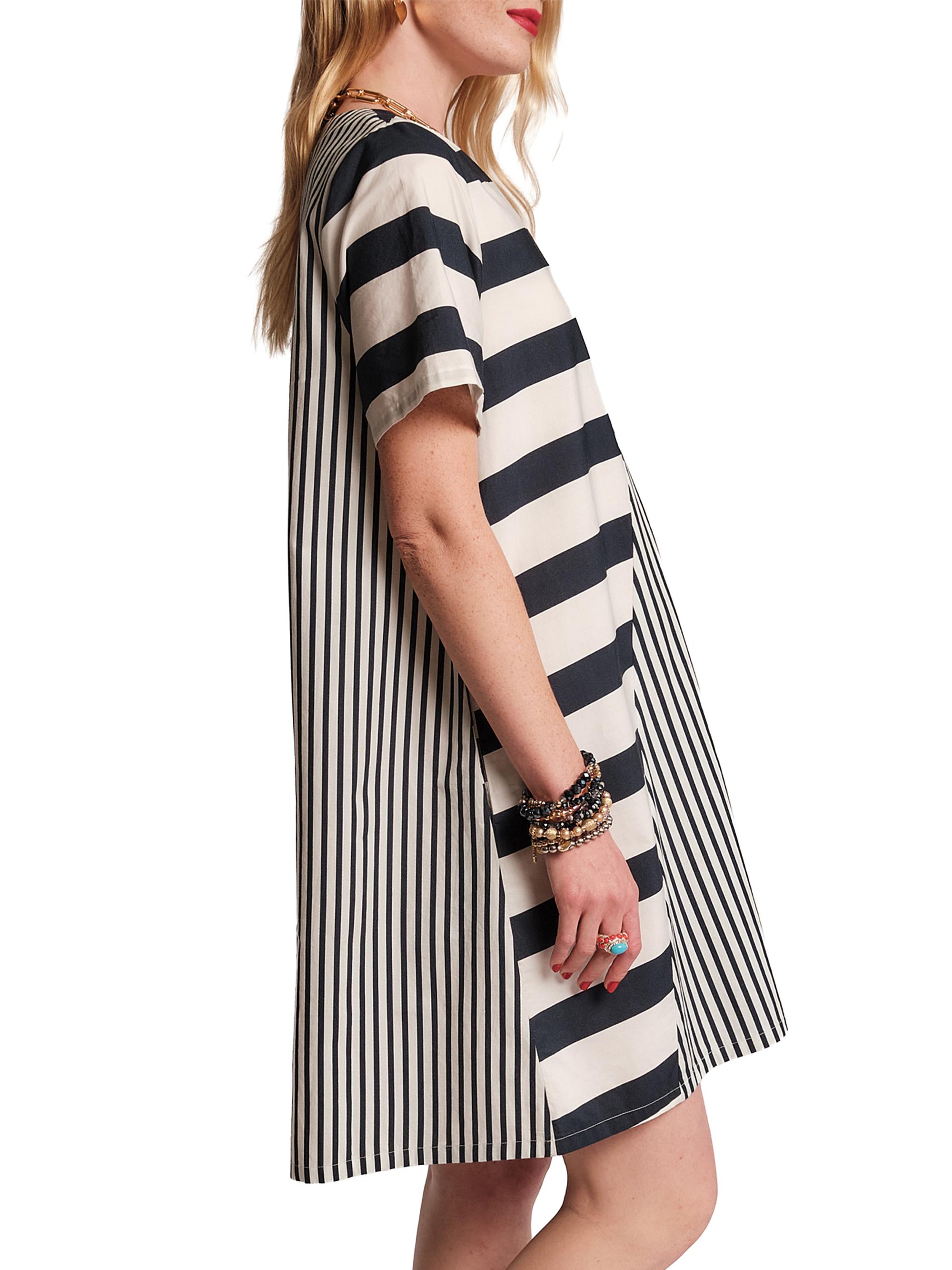 Frances Valentine Women's Schooner Splice Striped Minidress - Navy Oyster | Thumbnail 3