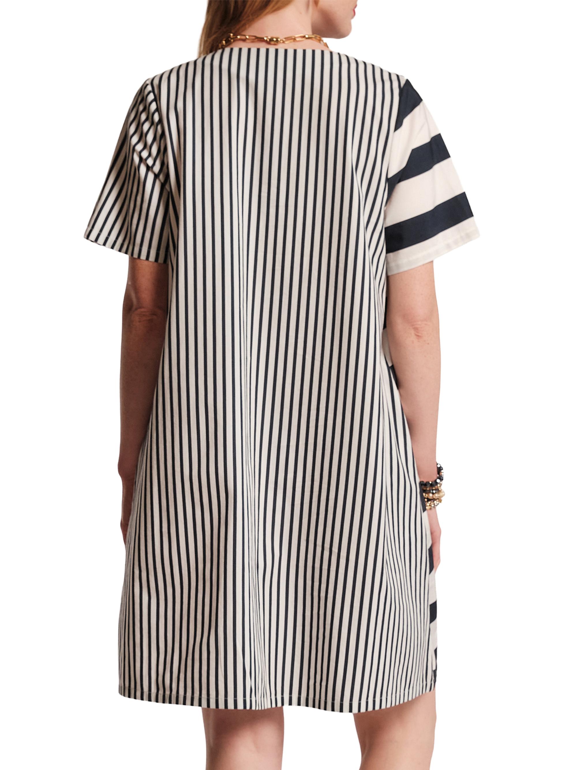 Frances Valentine Women's Schooner Splice Striped Minidress - Navy Oyster | Thumbnail 4