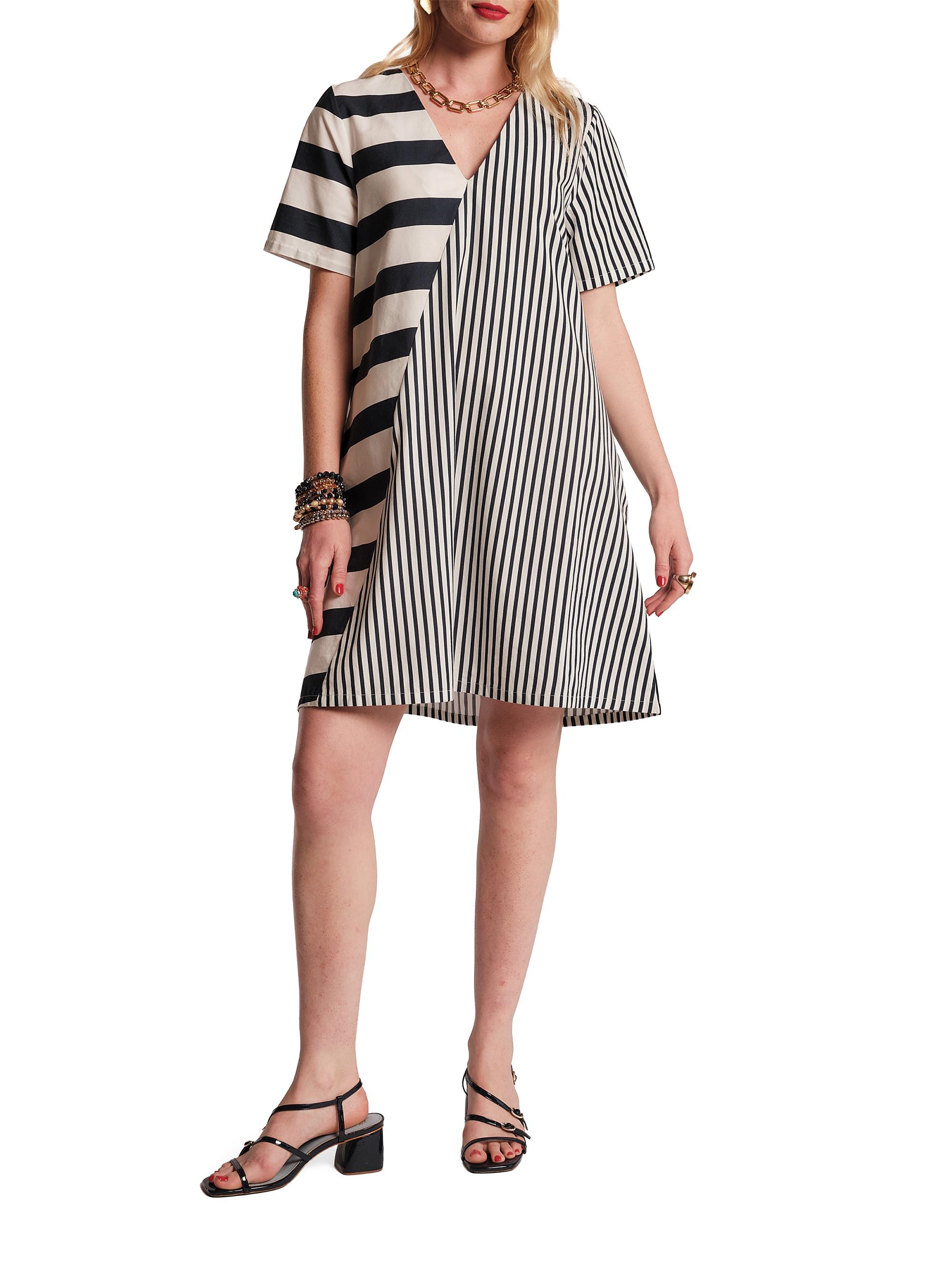 Frances Valentine Women's Schooner Splice Striped Minidress - Navy Oyster | Thumbnail 2