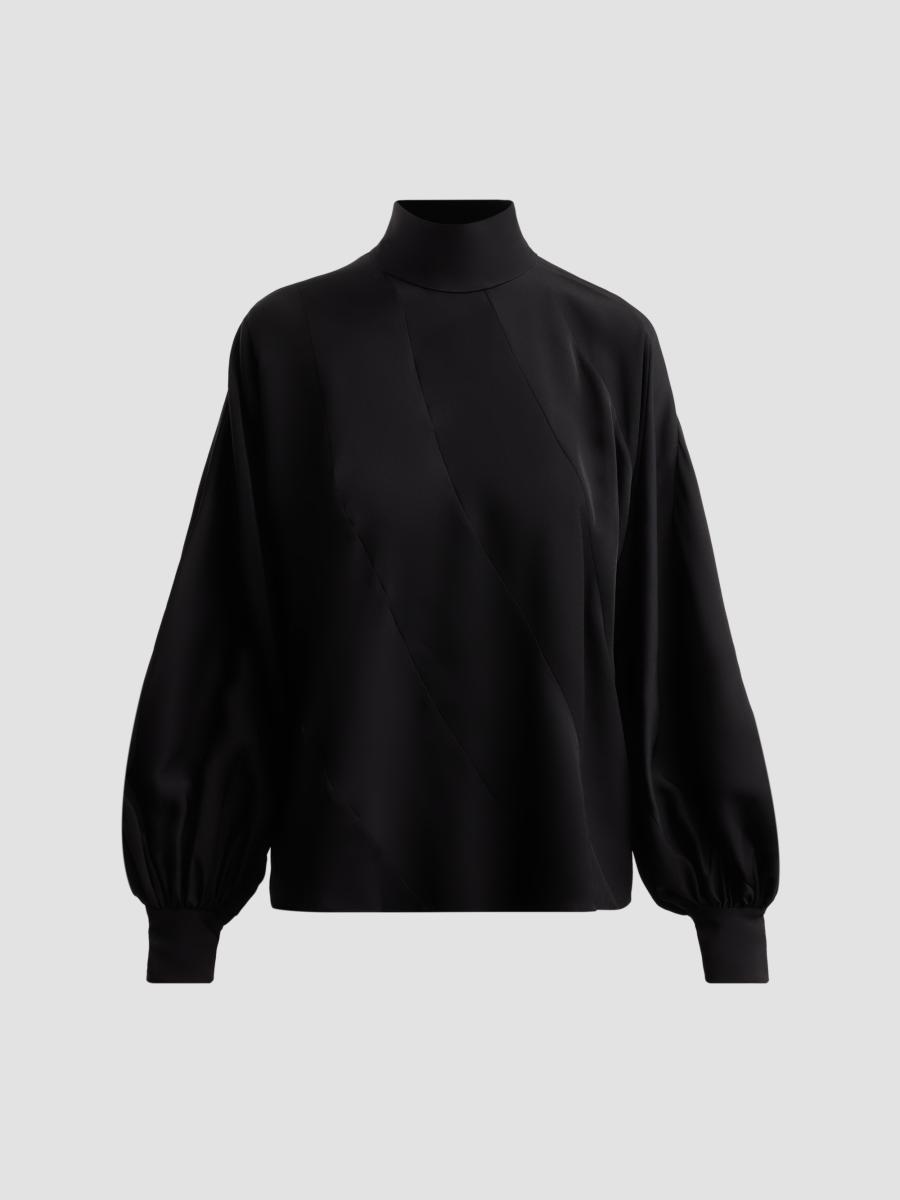 Zimmermann Women's Bias Mock Turtleneck Blouse In Black
