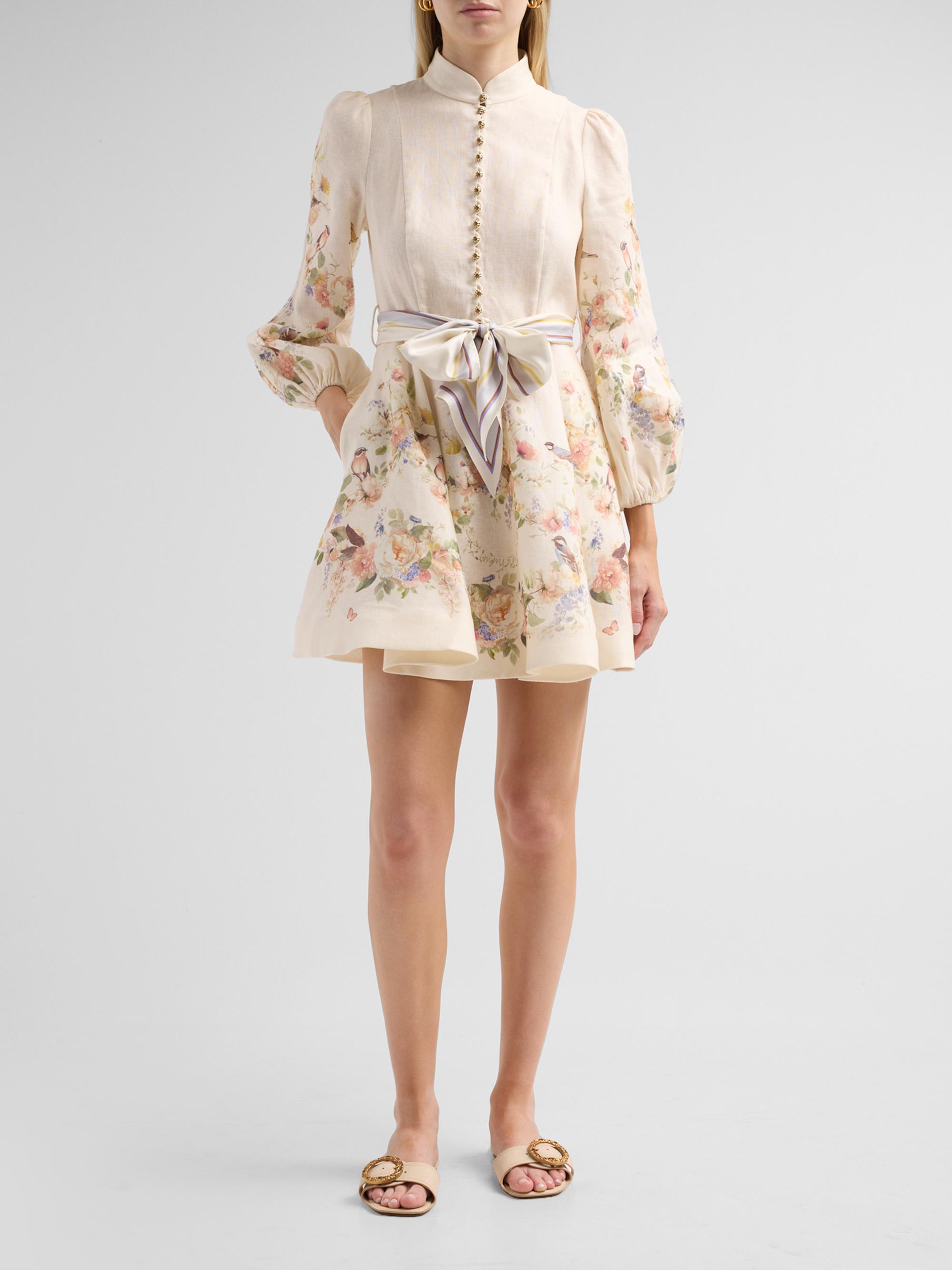 zimmermann golden buttoned mini dress Valiant Button in Cream 1013