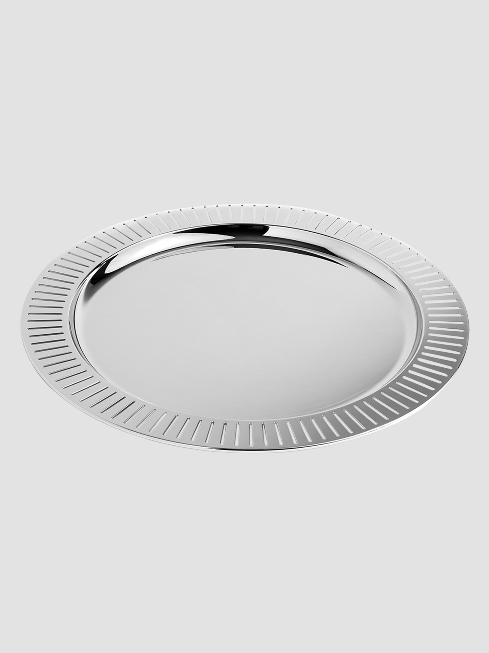 ANNA New York Striations Round Stainless Steel Serving Tray - Silver | Thumbnail 5