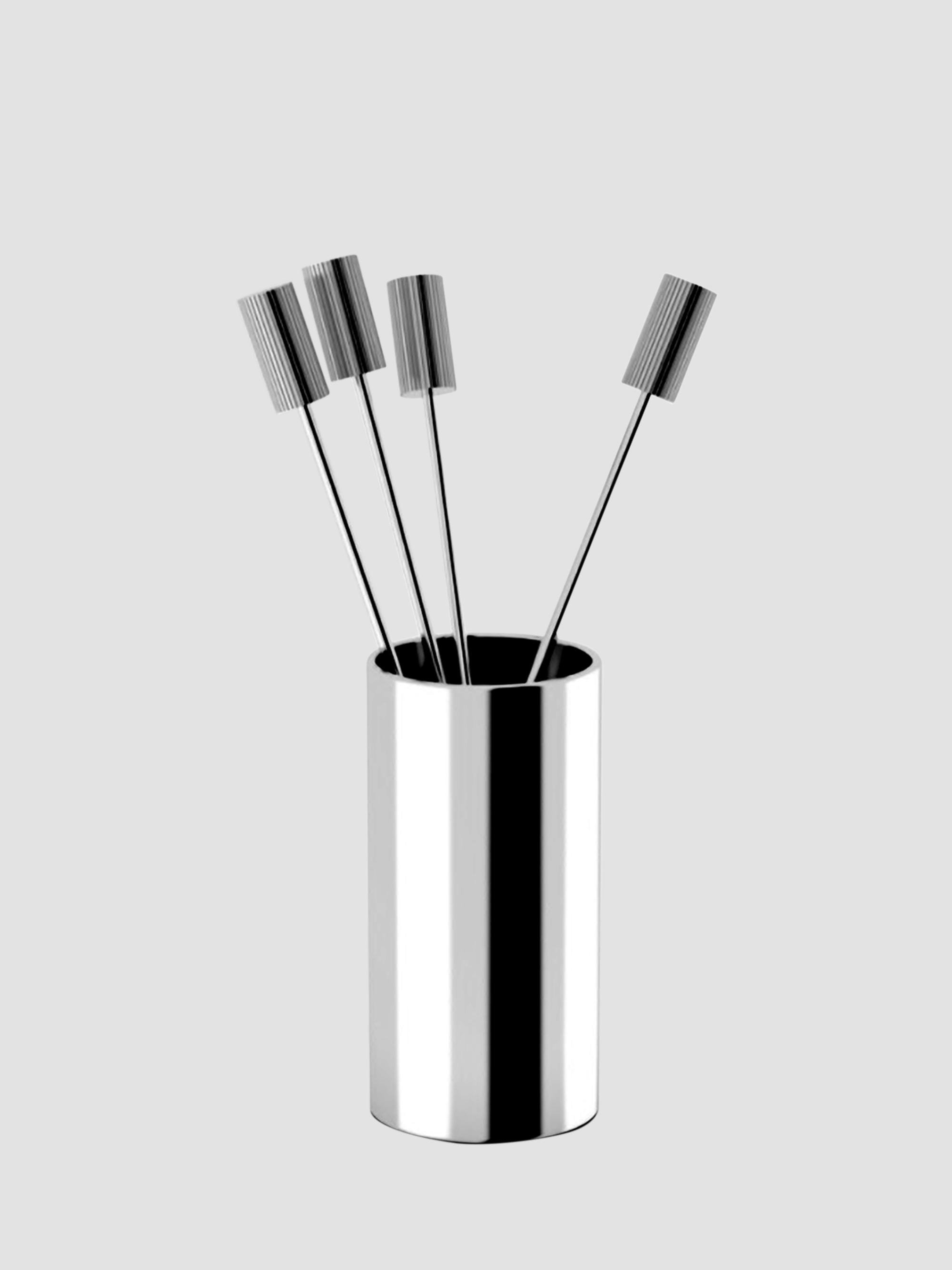 ANNA New York Striations 5-Piece Stainless Steel Cocktail Pick & Holder Set - Silver | Thumbnail 5