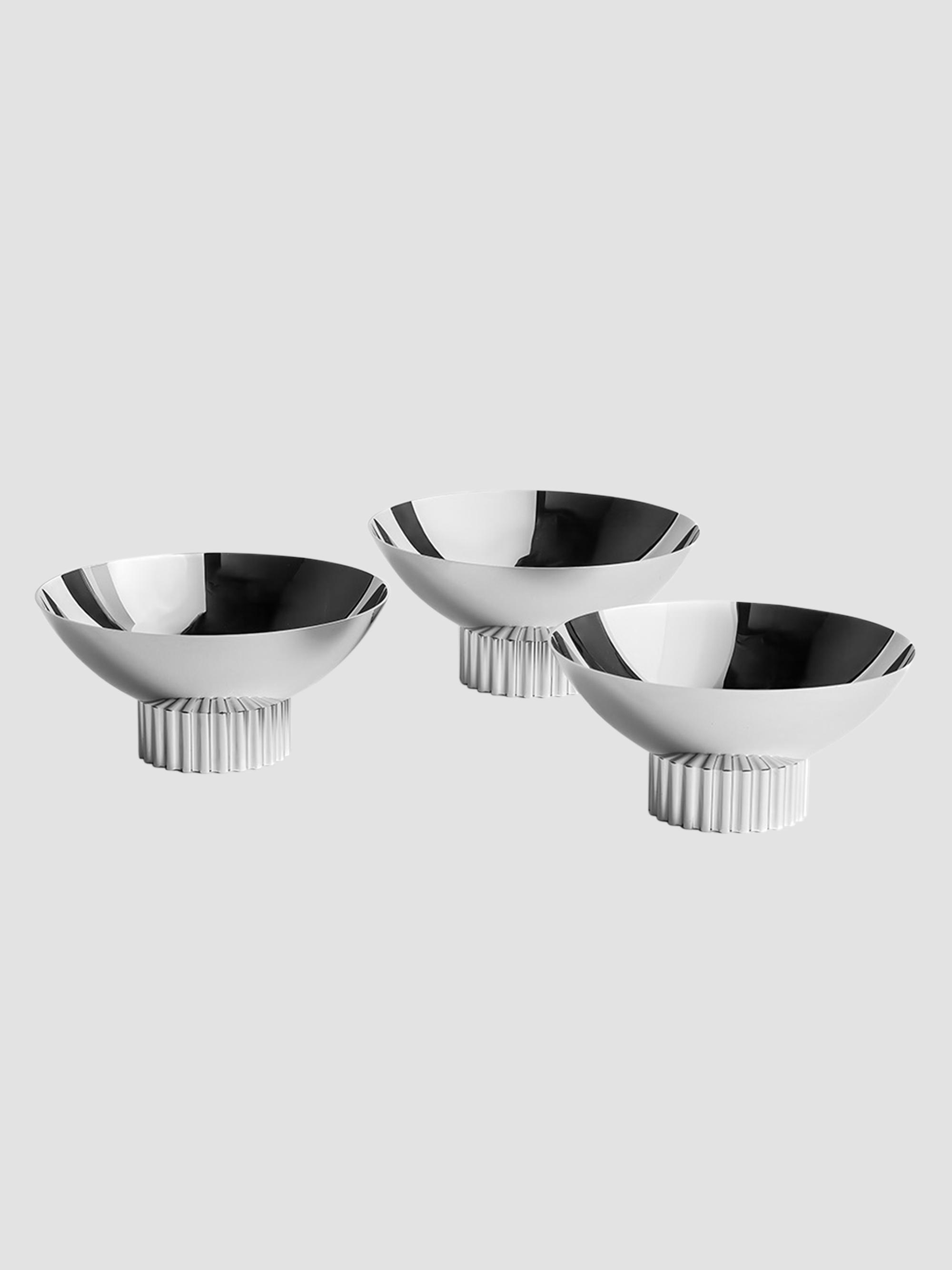 ANNA New York Striations 3-Piece Stainless Steel Bowl Set - Silver | Thumbnail 4