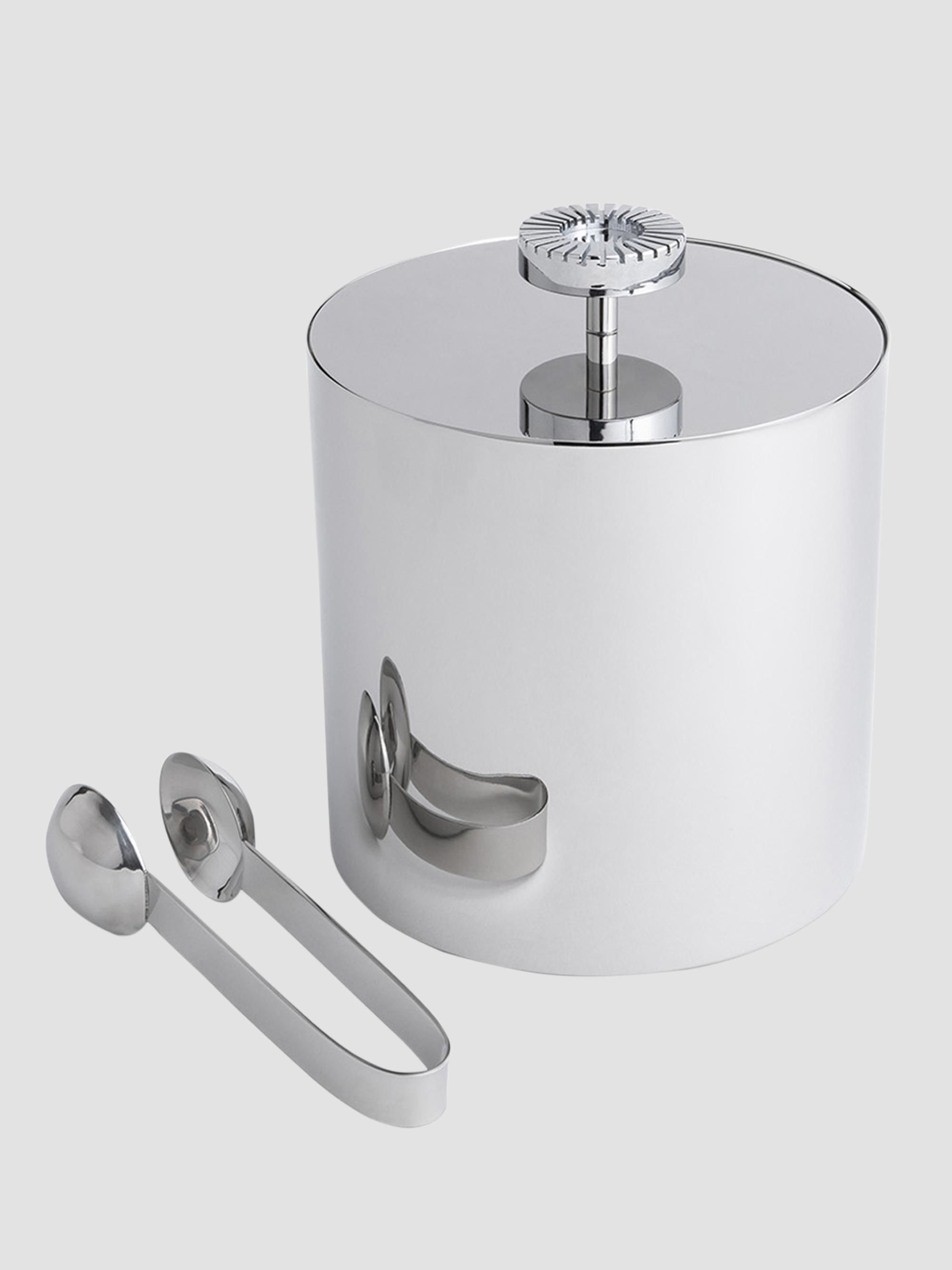 ANNA New York Striations Stainless Steel Ice Bucket & Tongs - Silver | Thumbnail 4