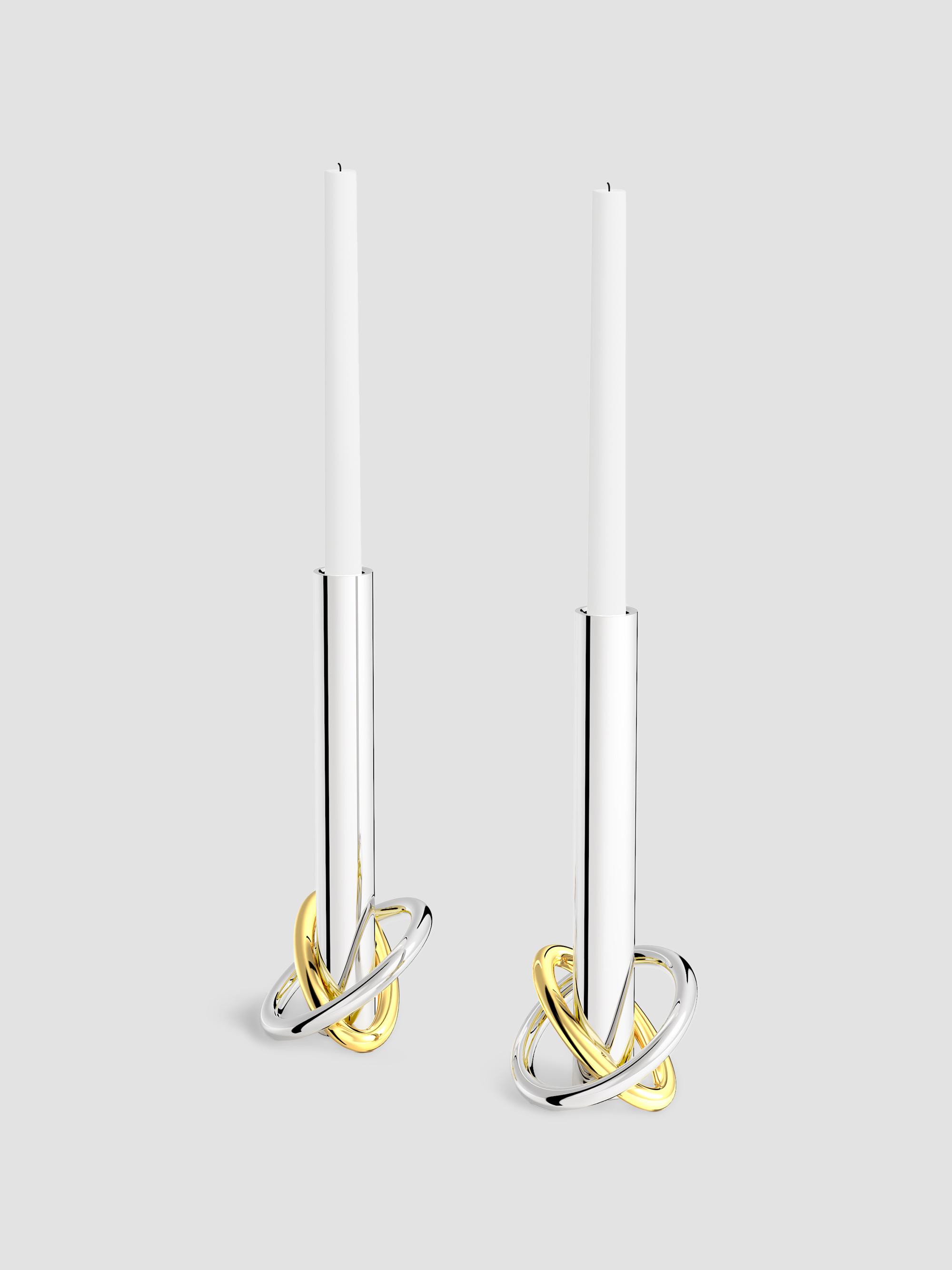 ANNA New York Ring Candleholders, Set of 2 - Silver Gold | Thumbnail 3
