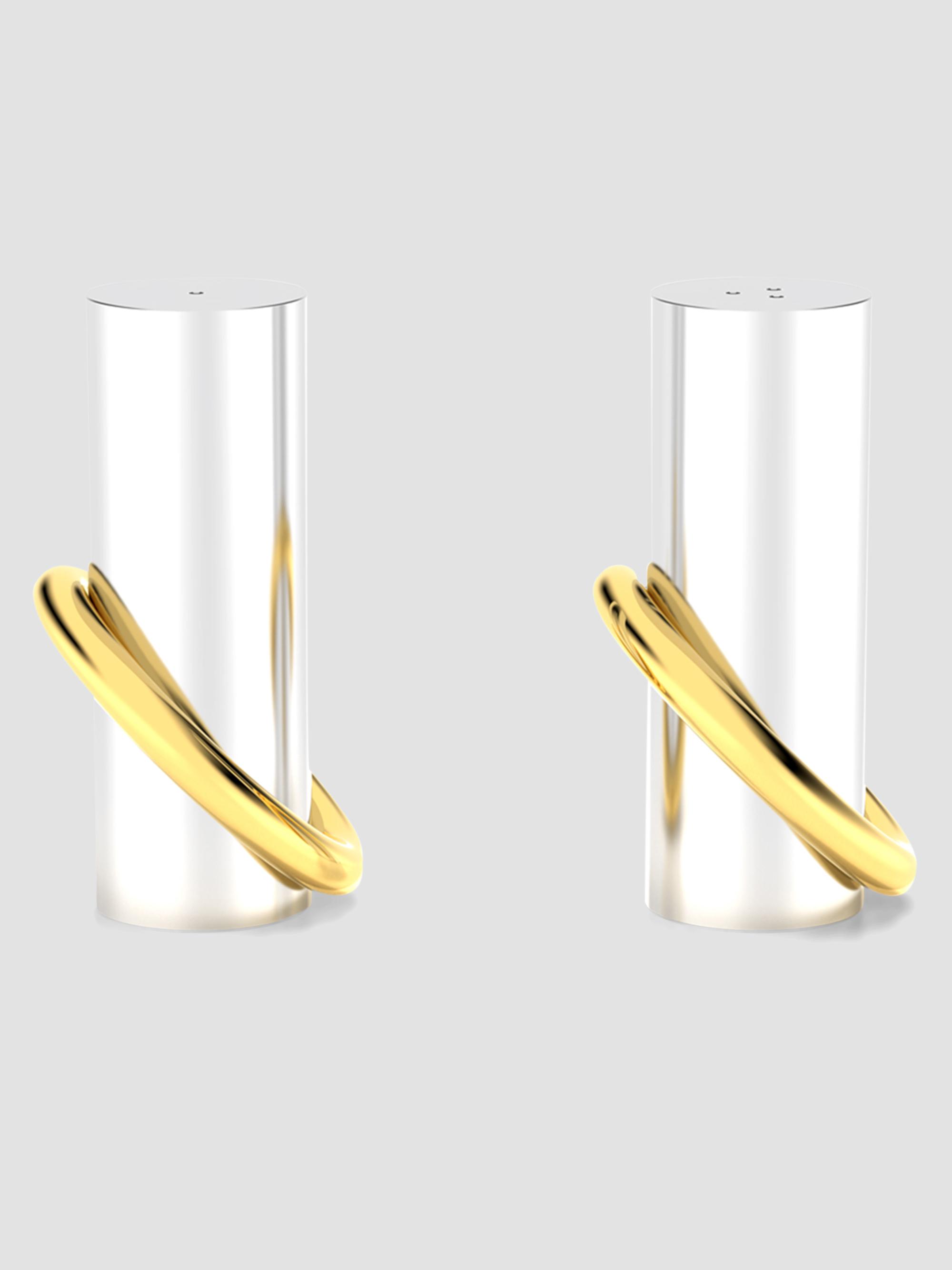 ANNA New York Ring Stainless Steel & Brass Salt & Pepper Shakers - Silver Gold | Thumbnail 4