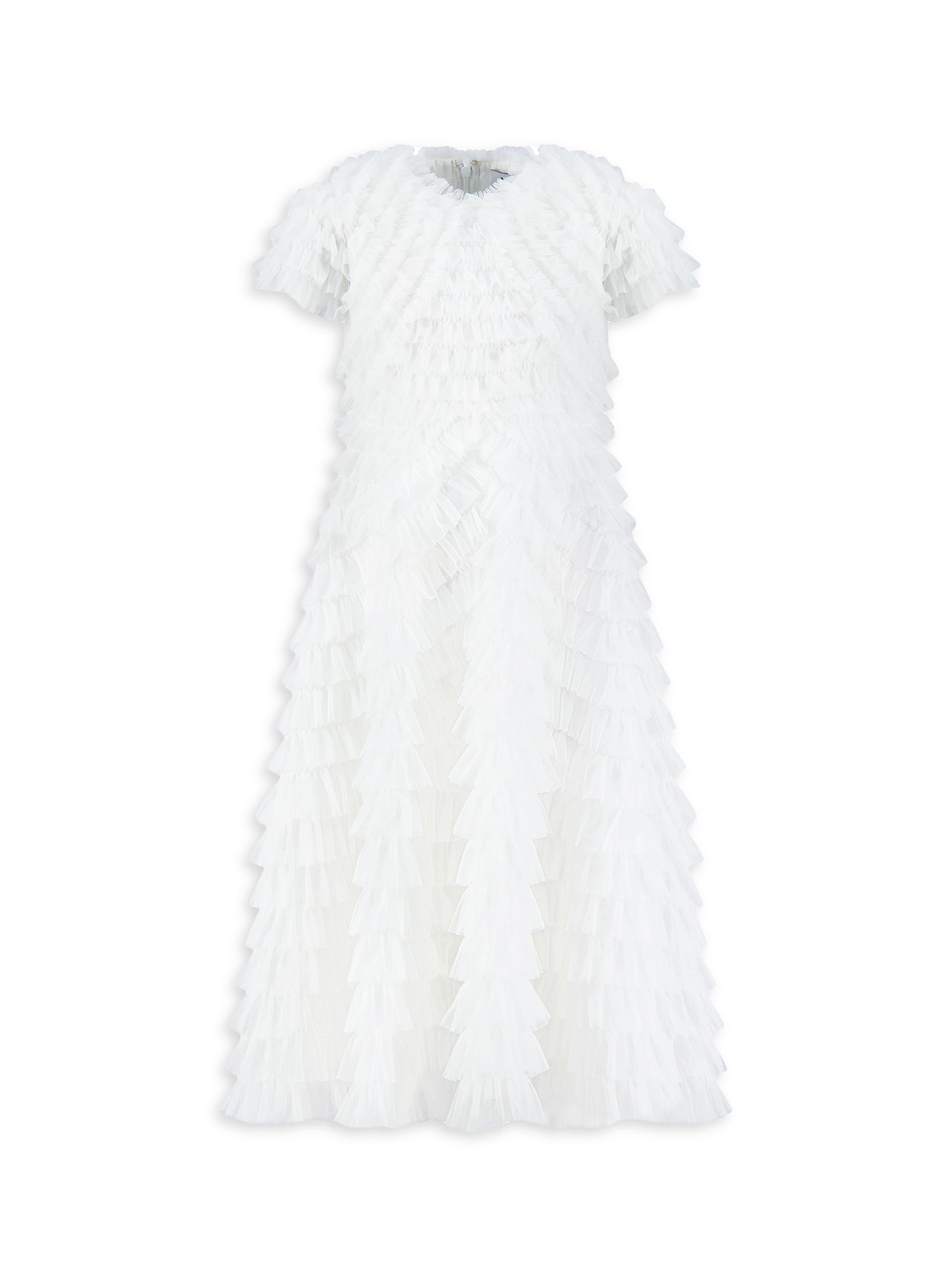 Mac Duggal Little Girl's & Girl's Ruffle Tiered Midi-Dress - White