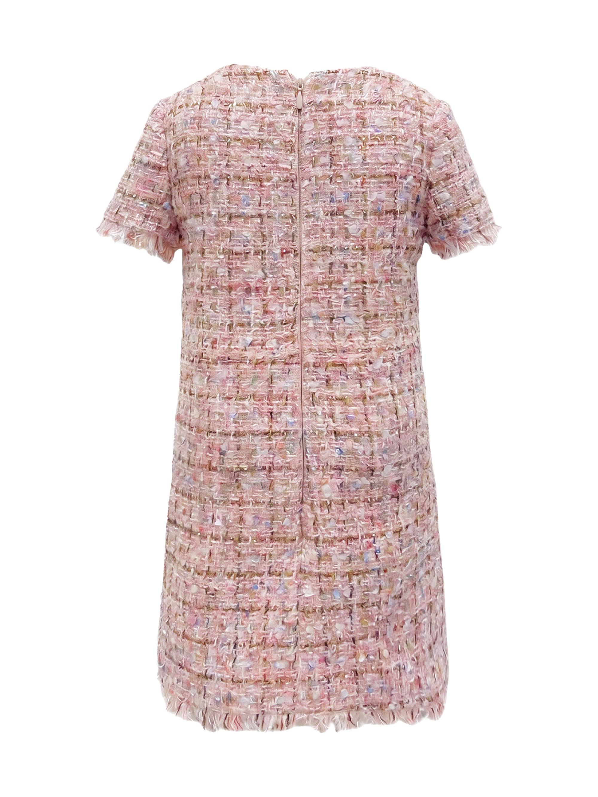 Mac Duggal Little Girl's & Girl's Bouclé Short-Sleeve Minidress - Pink Multi | Thumbnail 2