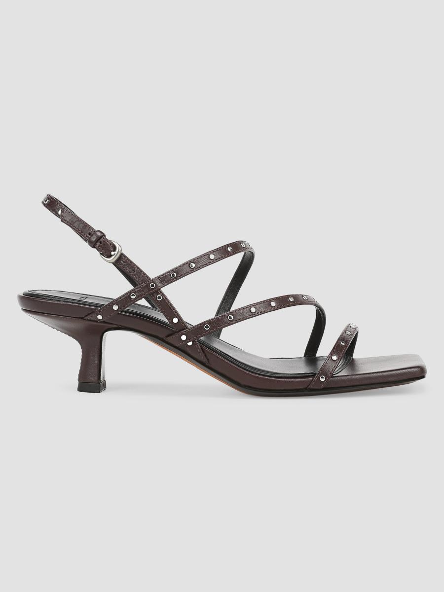 Vince Women's Tania 45mm Studded Leather Slingback Sandals In Dark Ganache