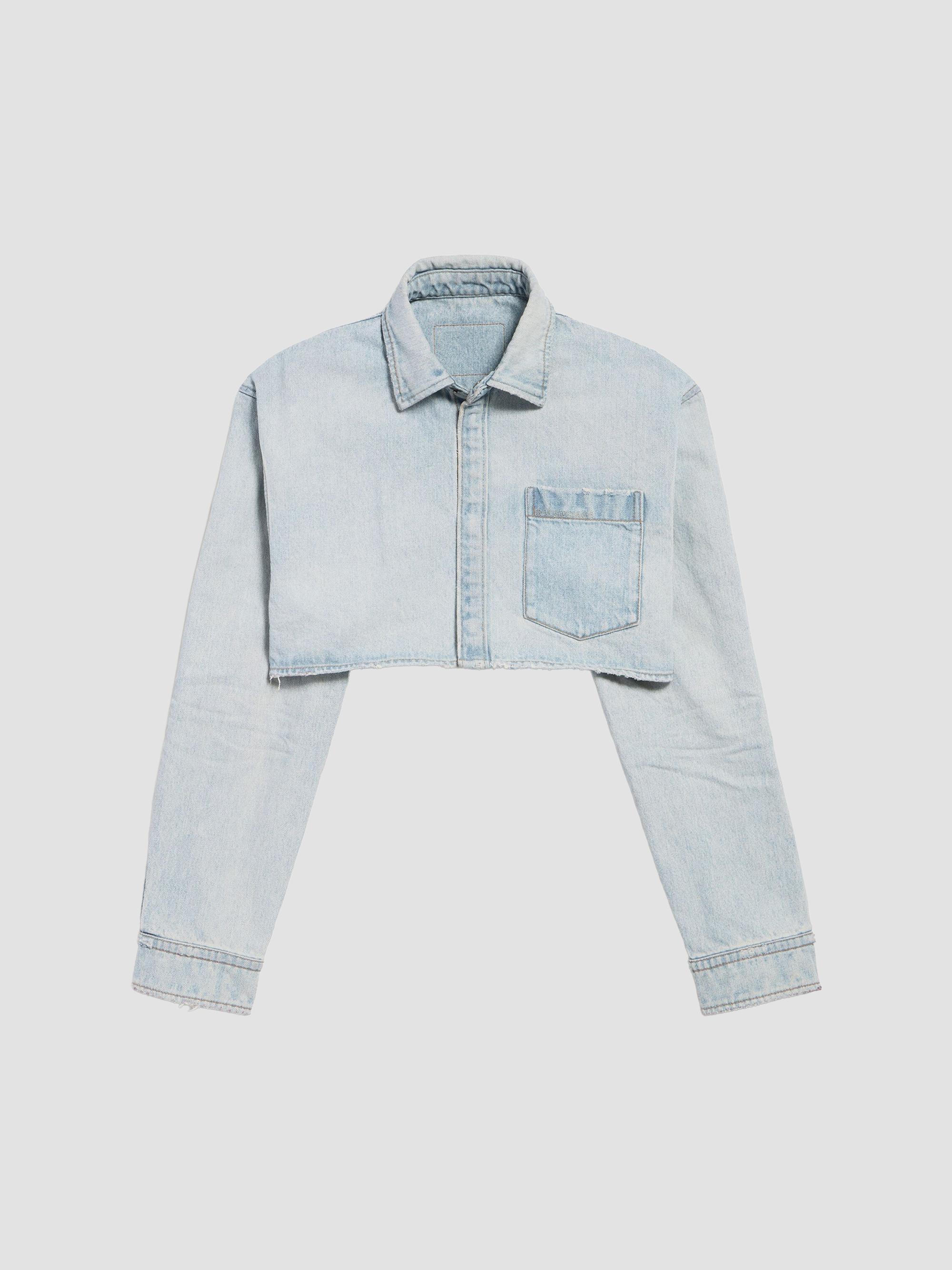 Balenciaga Women's Cropped Shirt - Light Blue | Thumbnail 7