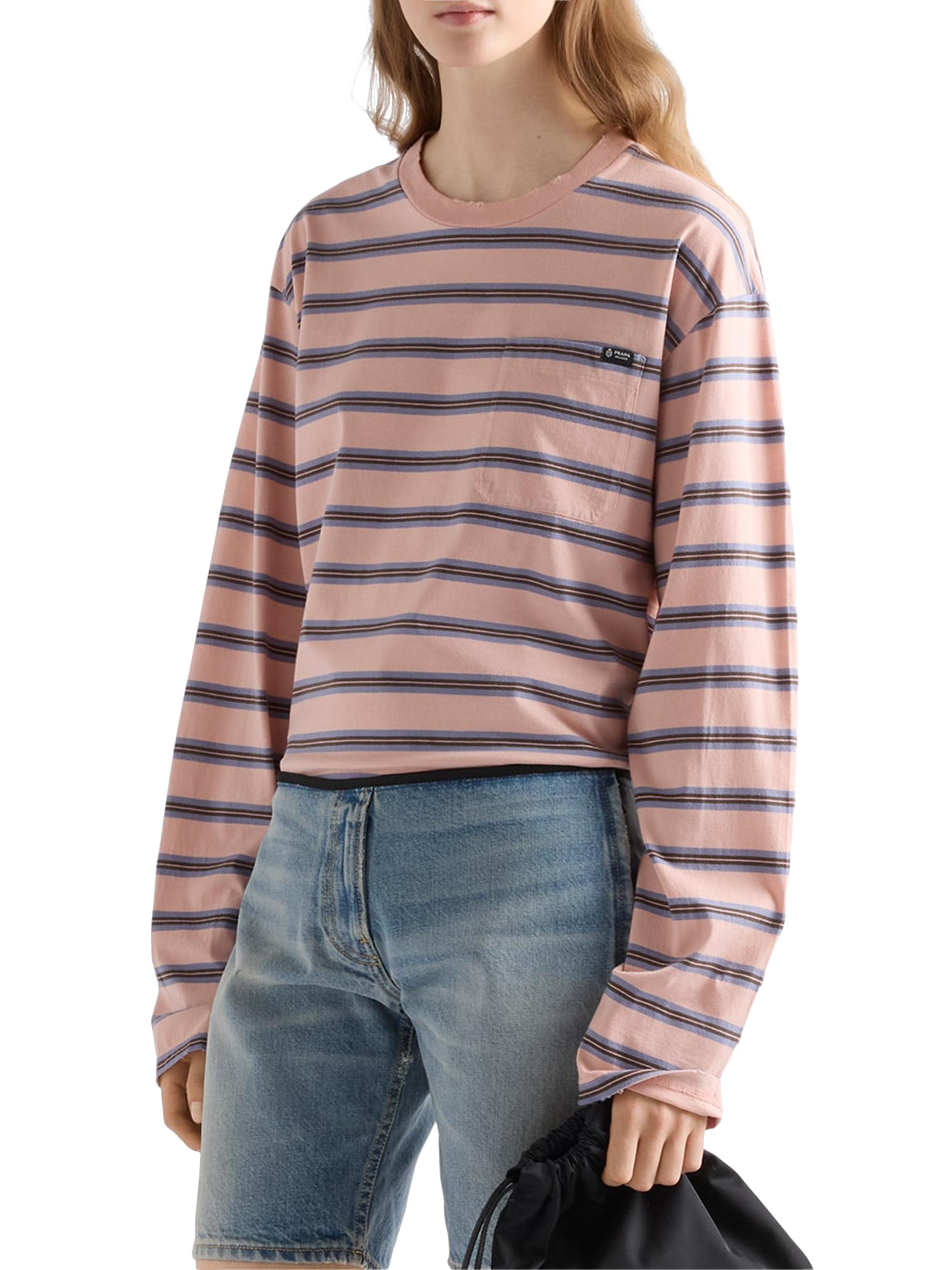 Prada Long-Sleeved Striped Cotton Jersey T-Shirt | Saks Fifth Avenue