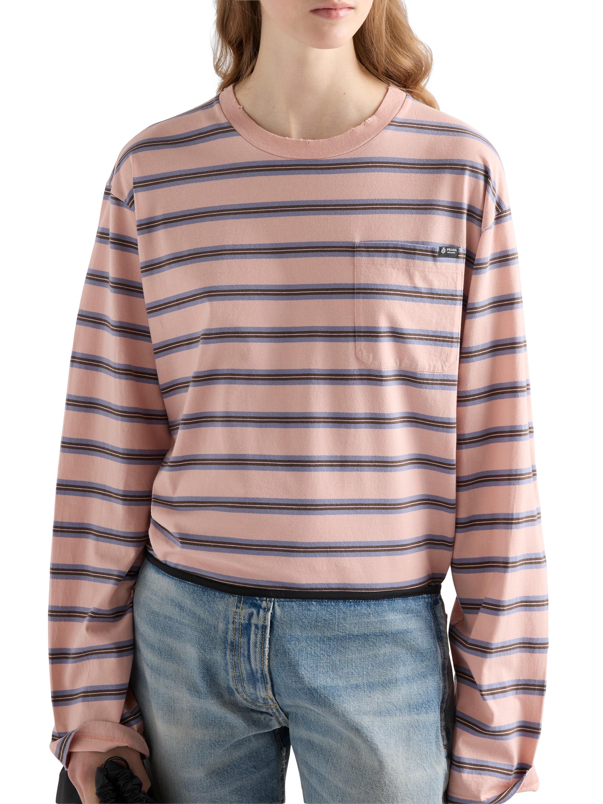 Prada Long-Sleeved Striped Cotton Jersey T-Shirt | Saks Fifth Avenue