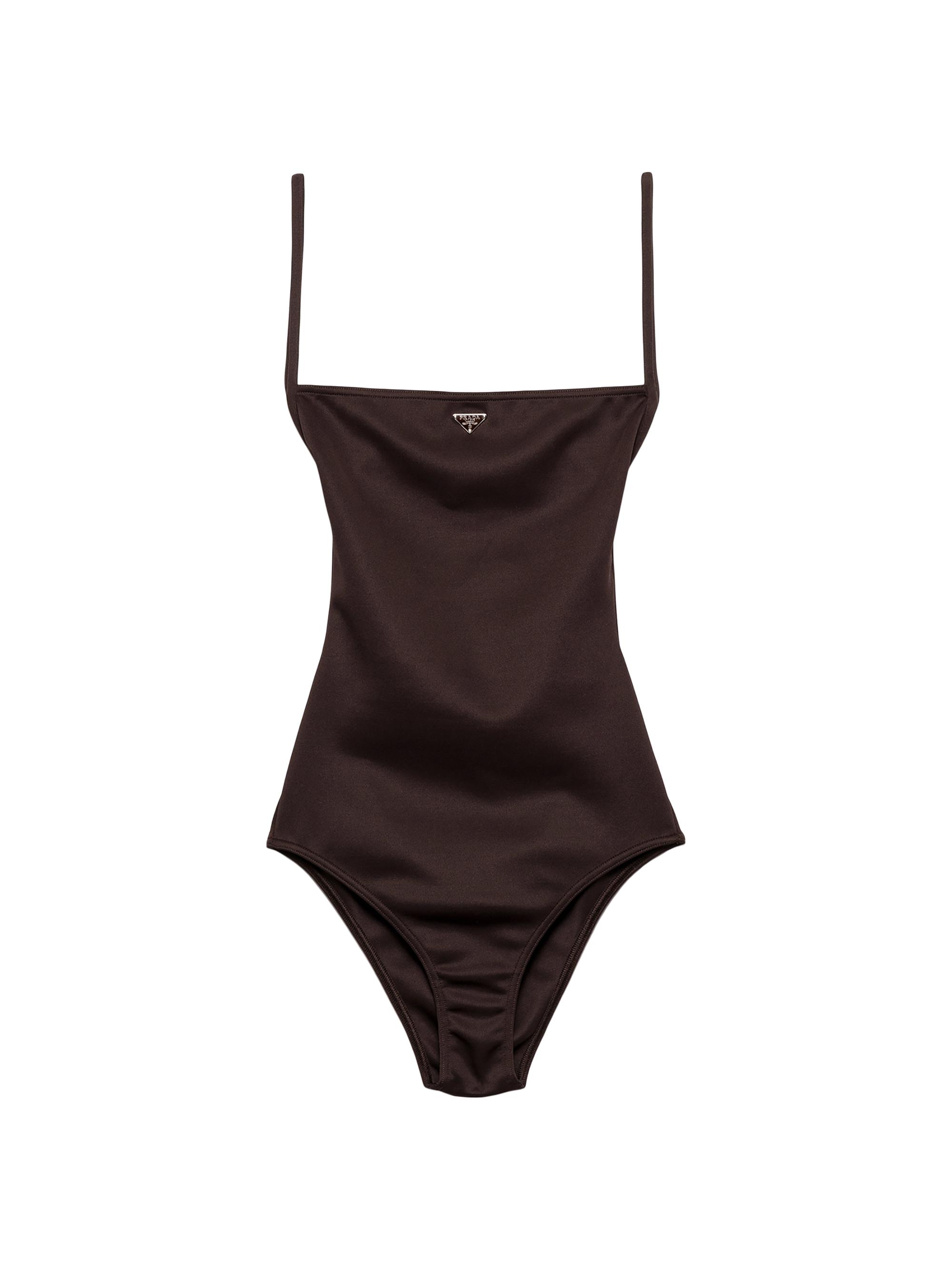 Prada Women's Interlock Knit One-Piece Swimsuit - Brown