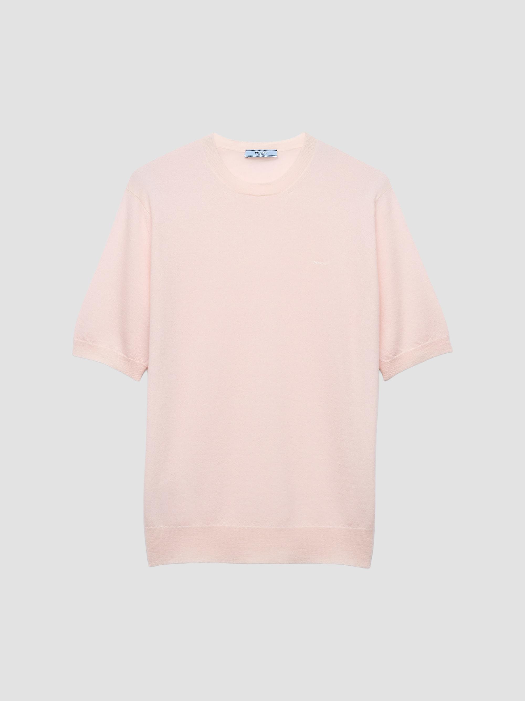 Prada Women's Short-Sleeved Cashmere T-Shirt - Pink | Thumbnail 6