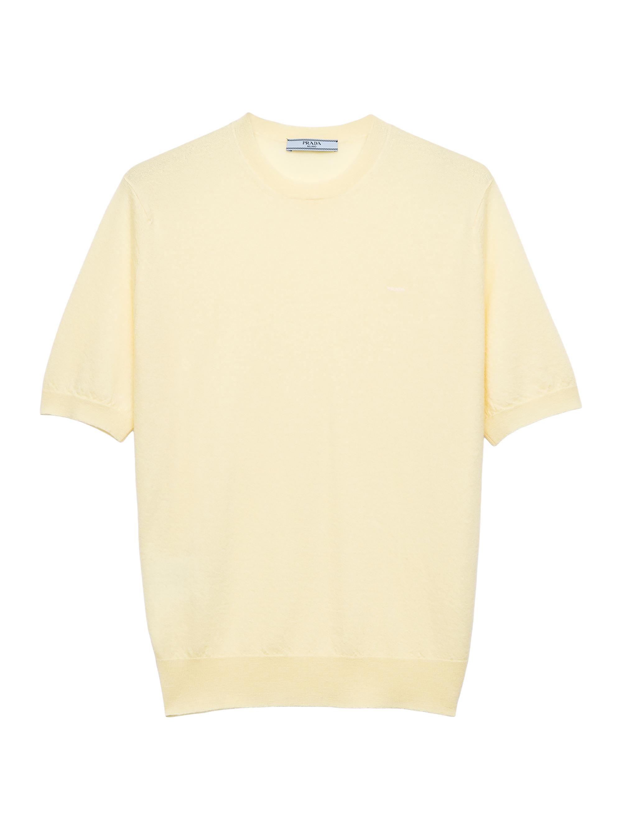 Prada Women's Short-Sleeved Cashmere T-Shirt - Yellow