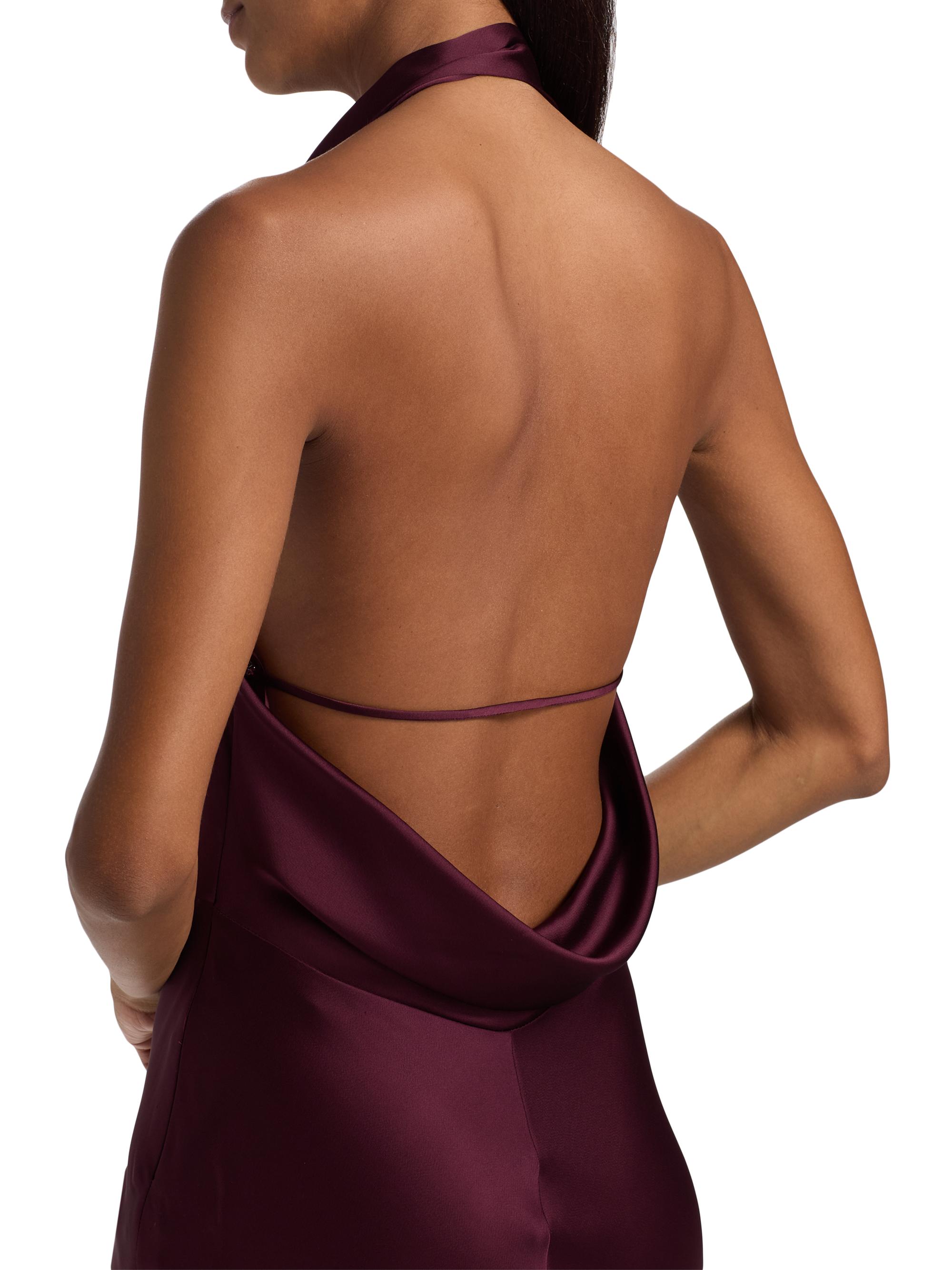 SIMKHAI Women's Reannon Draped Satin Halter Gown - Fig | Thumbnail 6