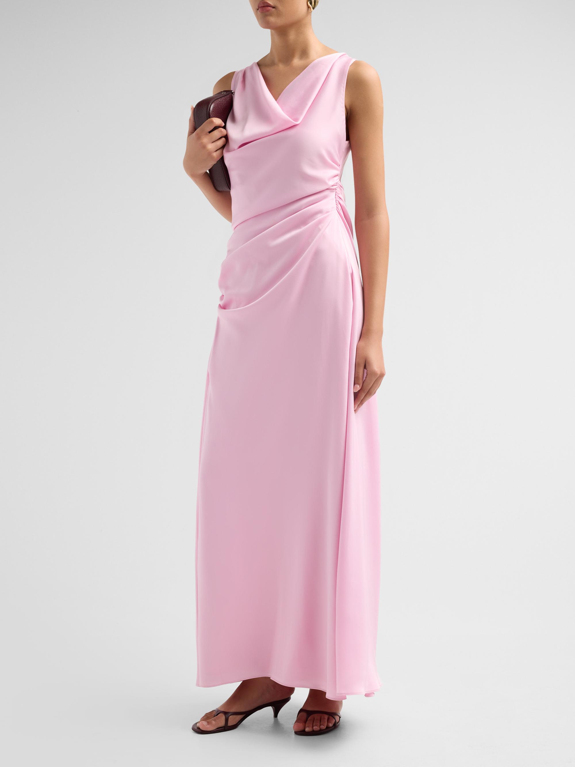 SIMKHAI Women's Elinne Ruched Satin Gown - Bubblegum | Thumbnail 4