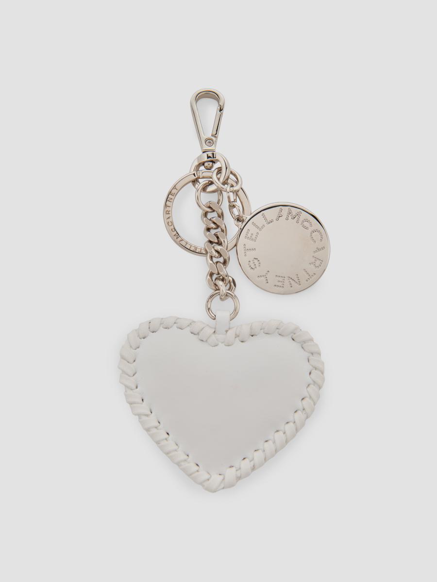 Stella Mccartney Women's Heart Bag Charm With Key Chain In Optical White