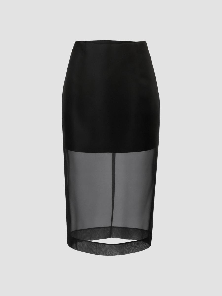Carolina Herrera Women's Silk Semi-sheer Skirt In Black