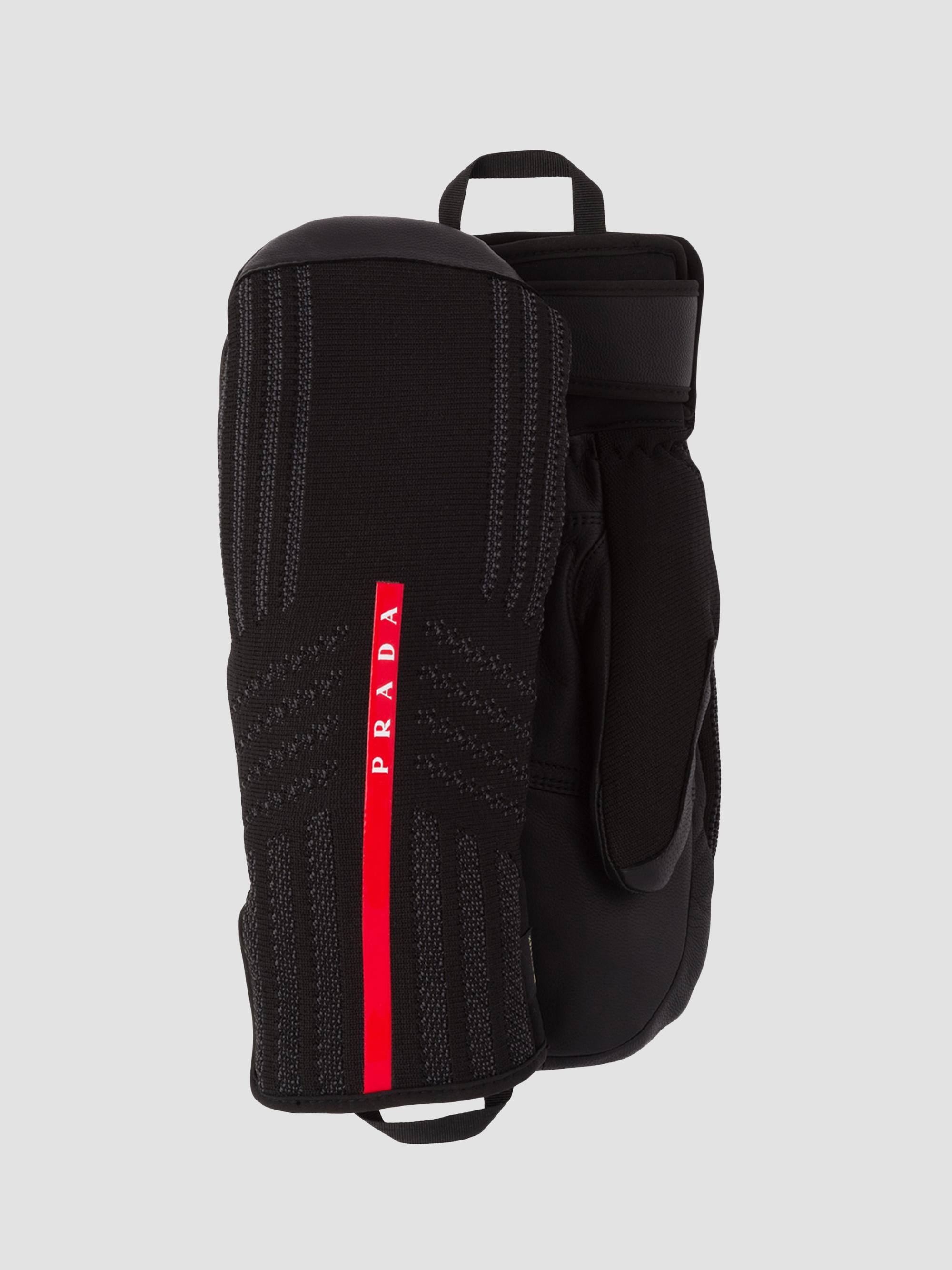 Prada Women's Gore-tex, Leather and Knit Ski Mittens - Black | Thumbnail 4