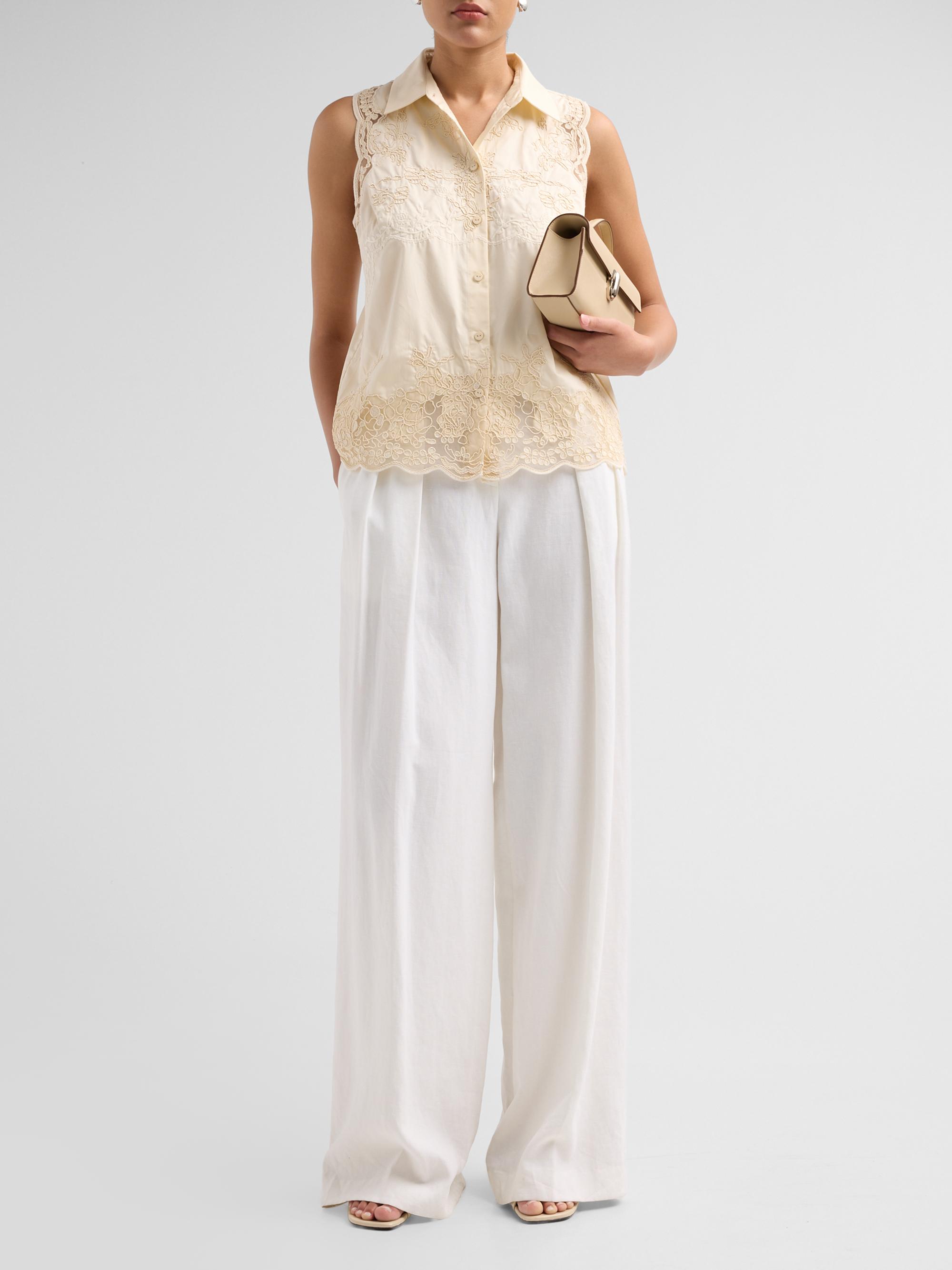 Elie Tahari Women's July The Ivy Embroidered Cotton Lace Blouse - Champagne | Thumbnail 2