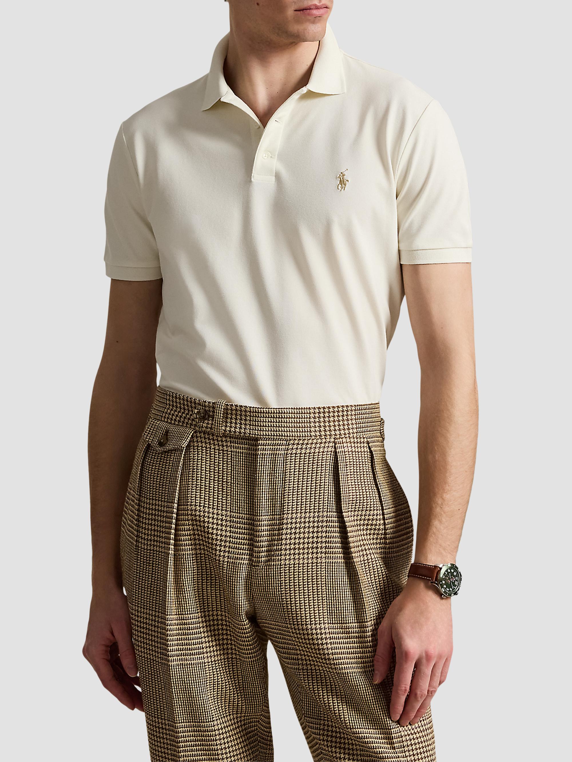 Polo Ralph Lauren Men's Cotton Mesh Polo Shirt - Pale Cream | Thumbnail 4