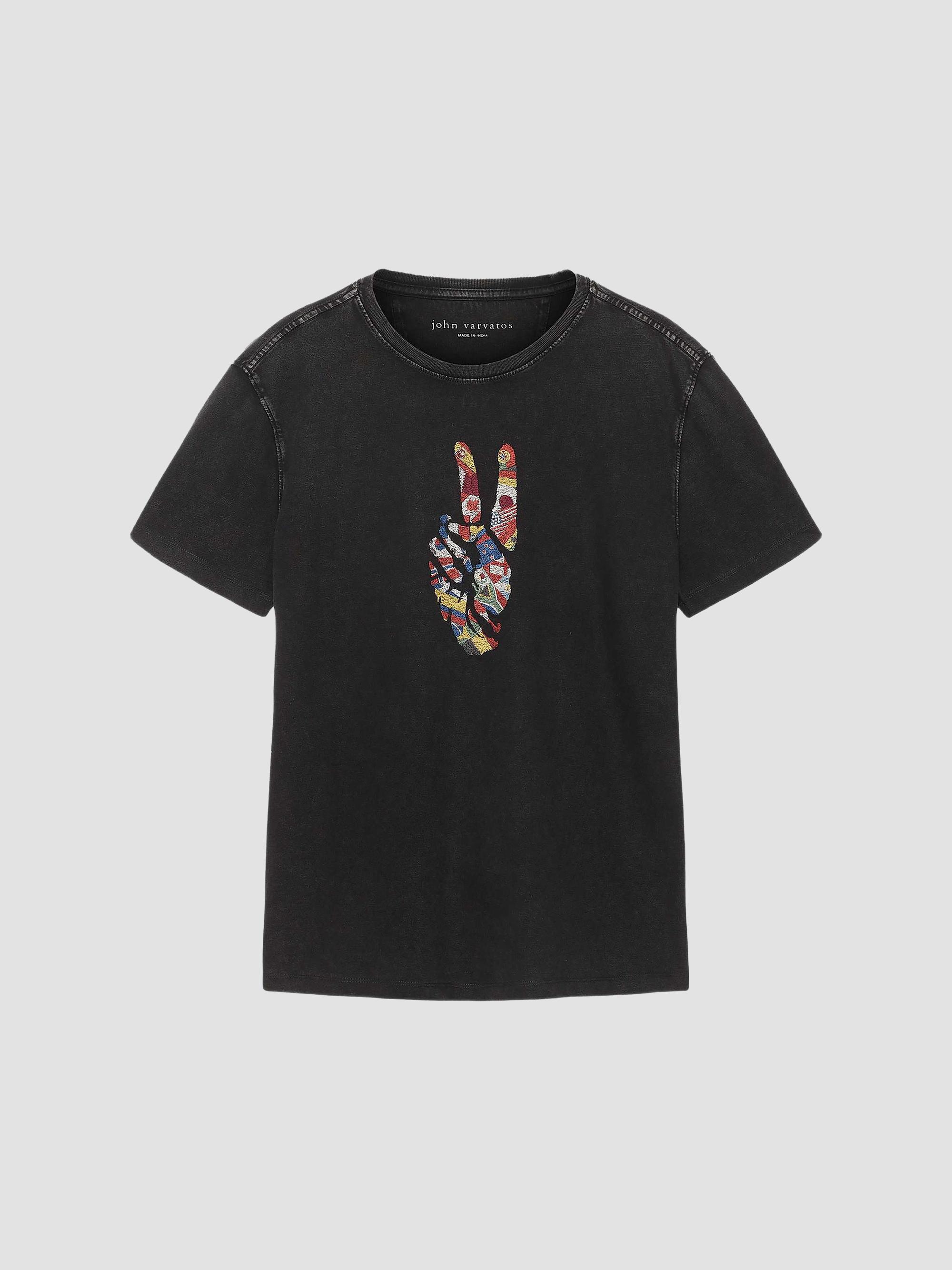 John Varvatos Star U.S.A. Men's Peace Sign Crewneck T-Shirt - Black