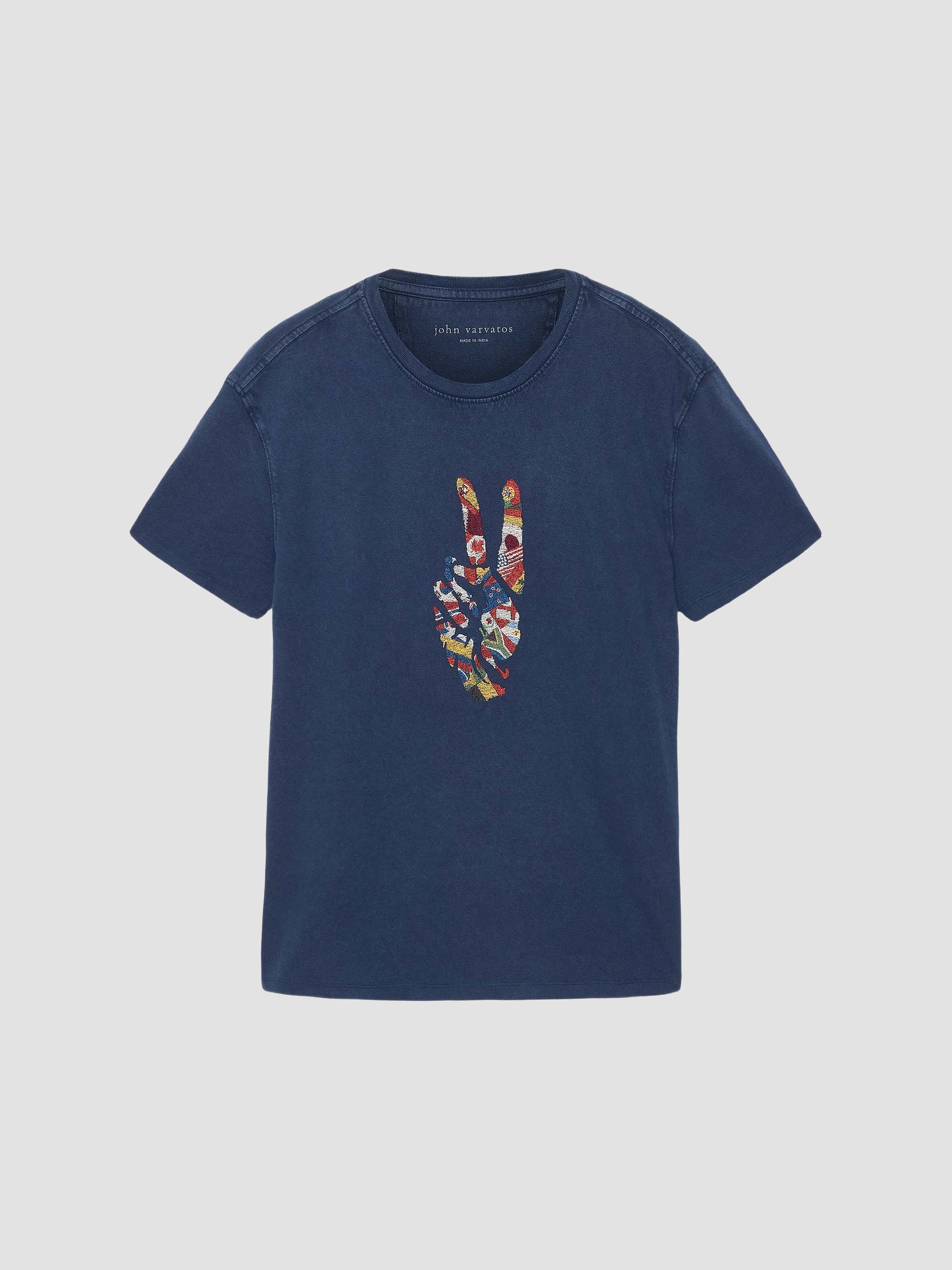 John Varvatos Star U.S.A. Men's Peace Sign Crewneck T-Shirt - Indigo