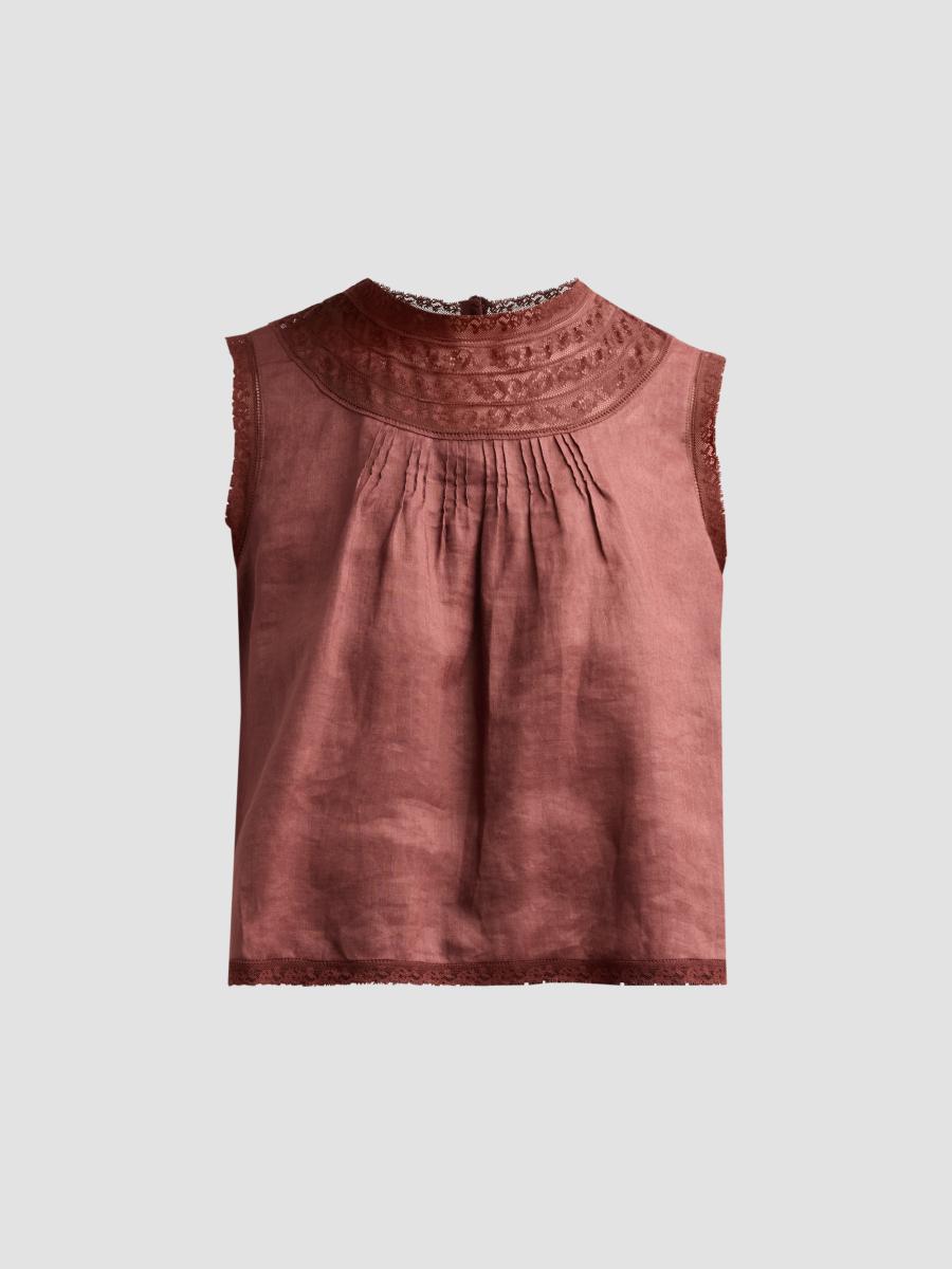 DÔEN Liletta Lace-Trim Top | Saks Fifth Avenue