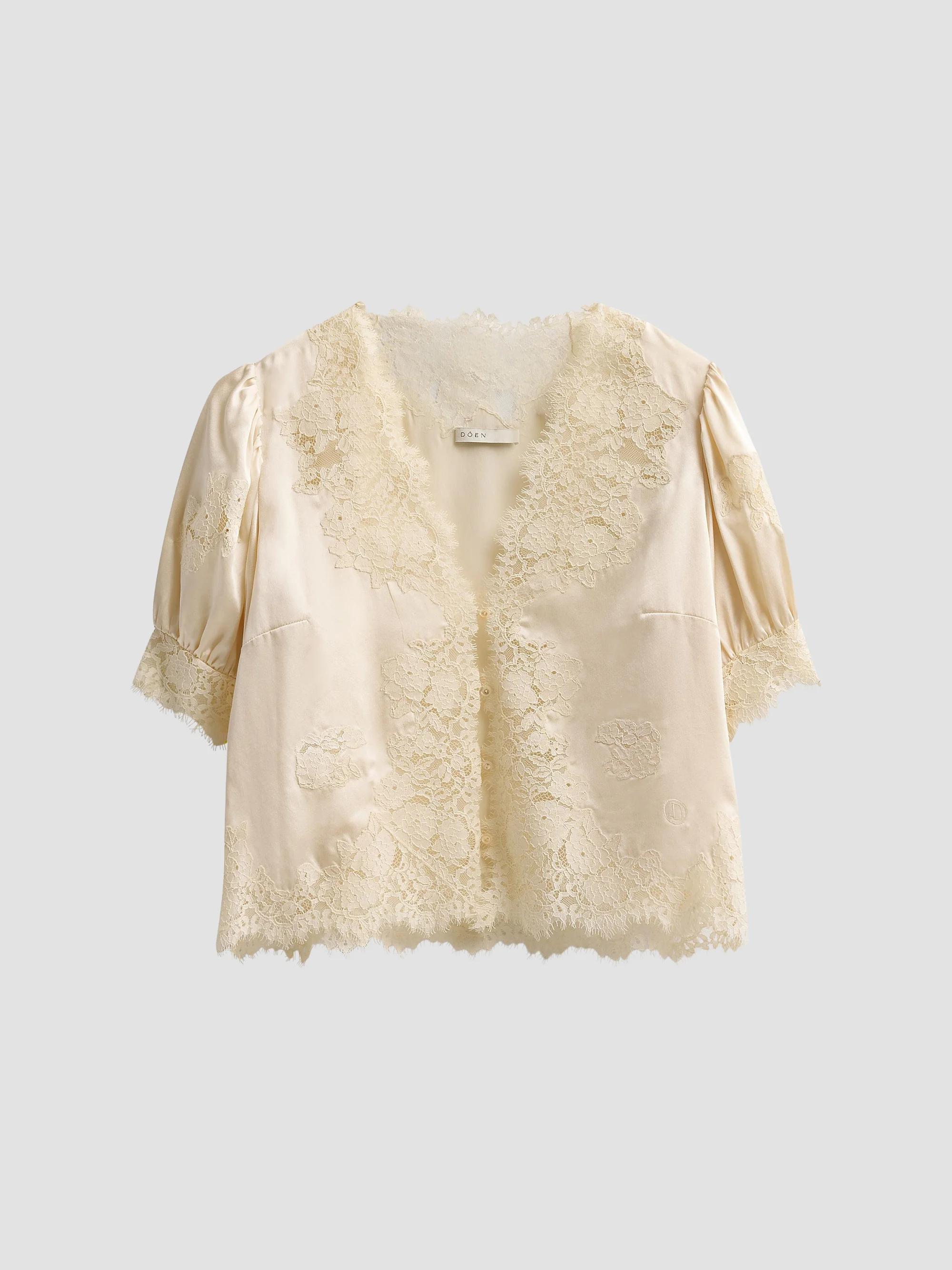 Idella Lace-Trim Silk Top