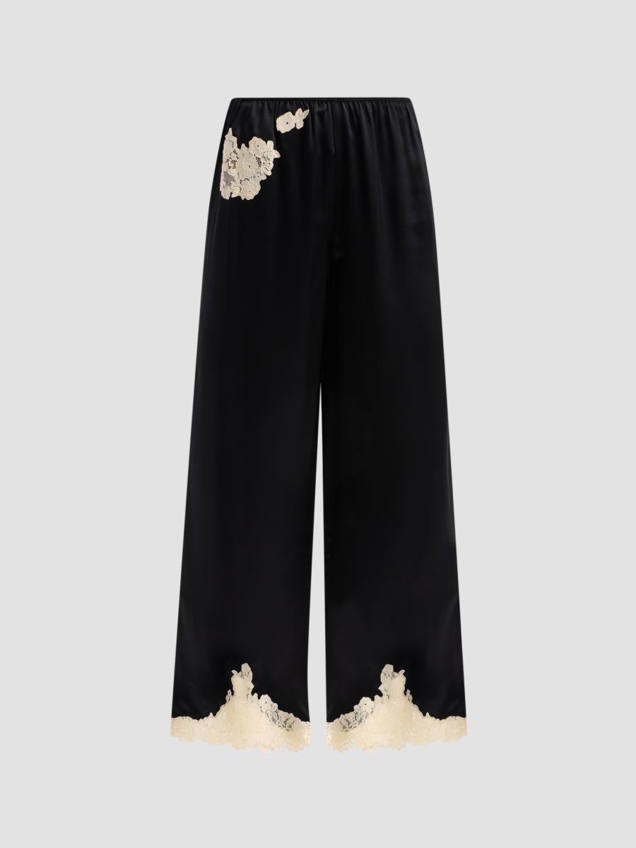 DÔEN Lavon Lace-Trim Silk Pants | Saks Fifth Avenue