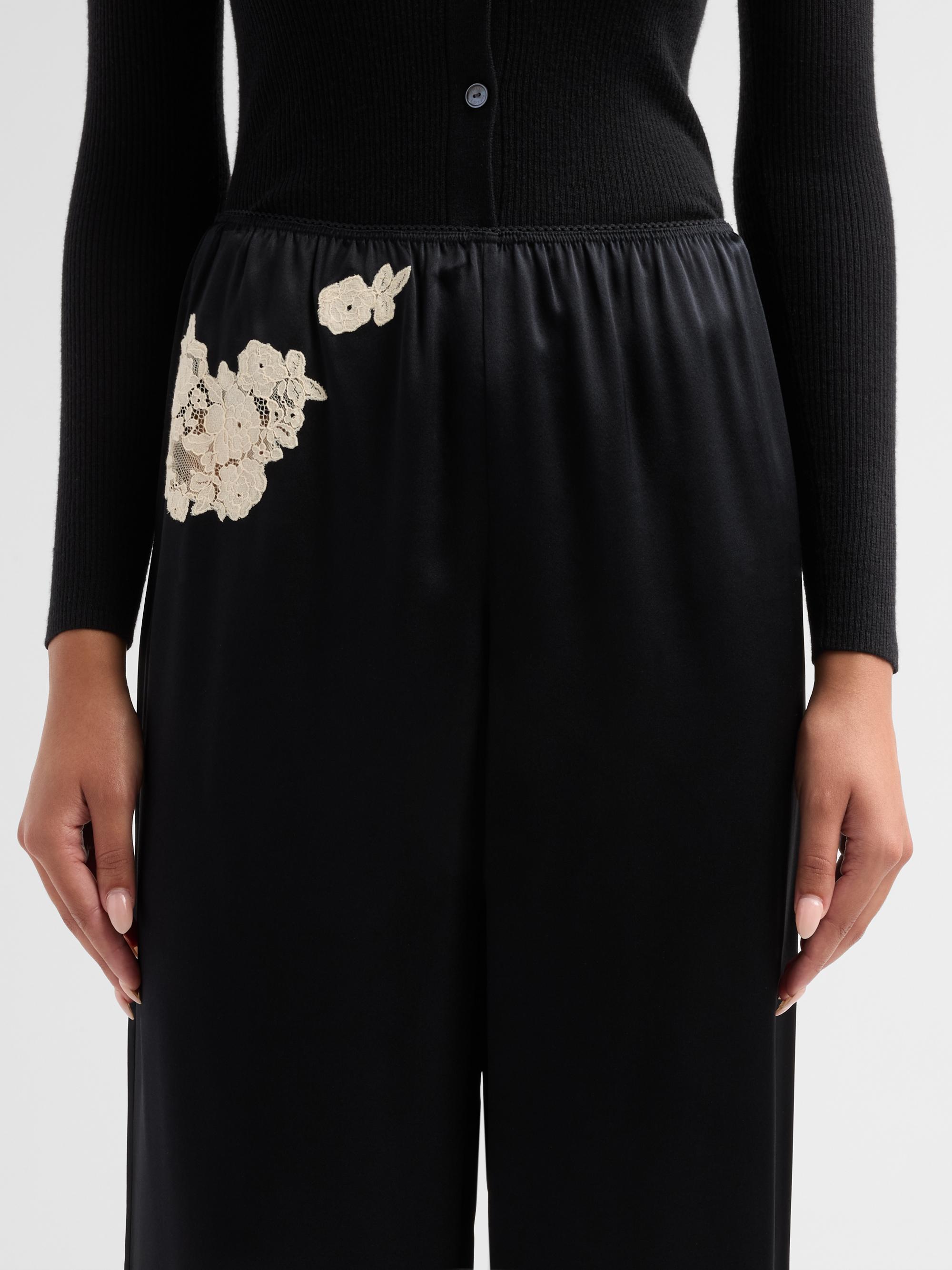 DÔEN Lavon Lace-Trim Silk Pants | Saks Fifth Avenue