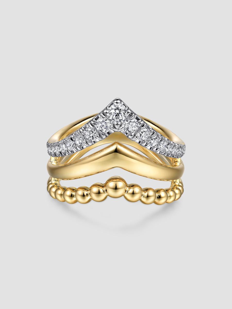 Gabriel & Co. Women's Bujukan 14k Yellow Gold & 0.5 Tcw Diamond Chevron Ring