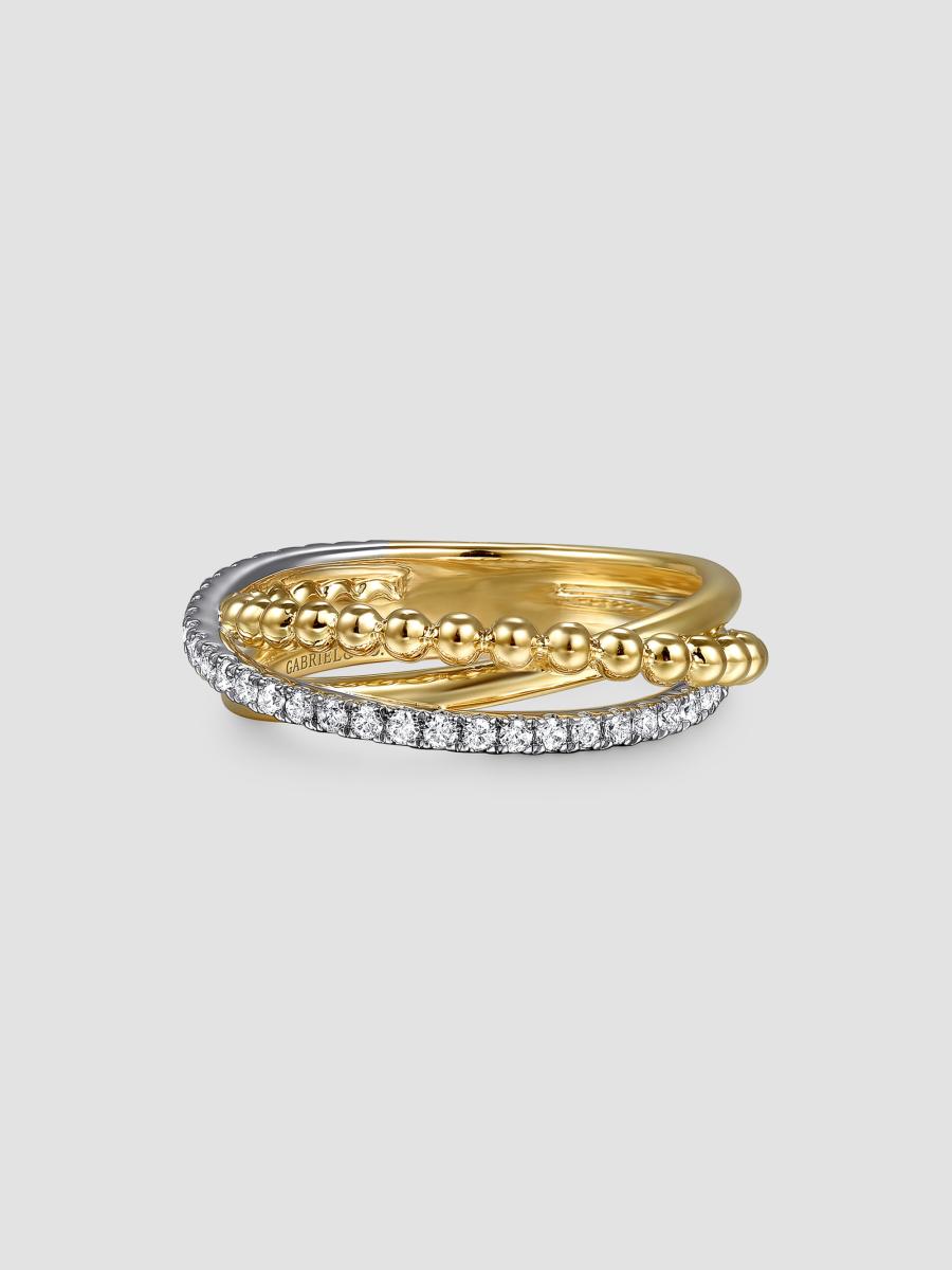 Gabriel & Co. Women's Bujukan 14k Gold & 0.25 Tcw Diamond Crisscross Ring In Yellow Gold