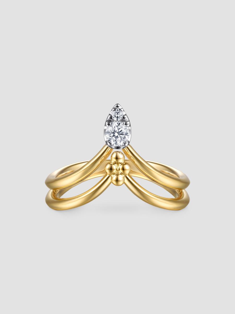 Gabriel & Co. Women's Bujukan 14k Yellow & White Gold & 0.15 Tcw Diamond Chevron Ring In Yellow Gold