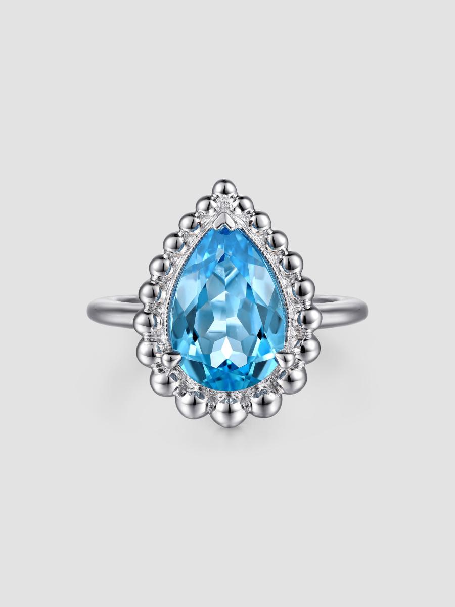 Gabriel & Co. Women's Bujukan Sterling Silver & Blue Topaz Ring