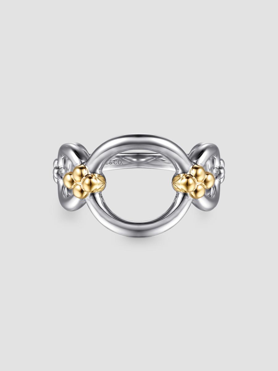 Gabriel & Co. Women's Bujukan Sterling Silver & 14k Yellow Gold Chain Ring