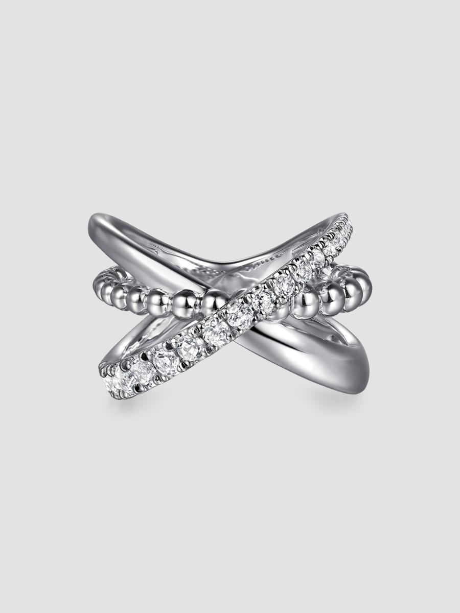 Gabriel & Co. Women's Bujukan Sterling Silver & White Sapphire Crisscross Ring