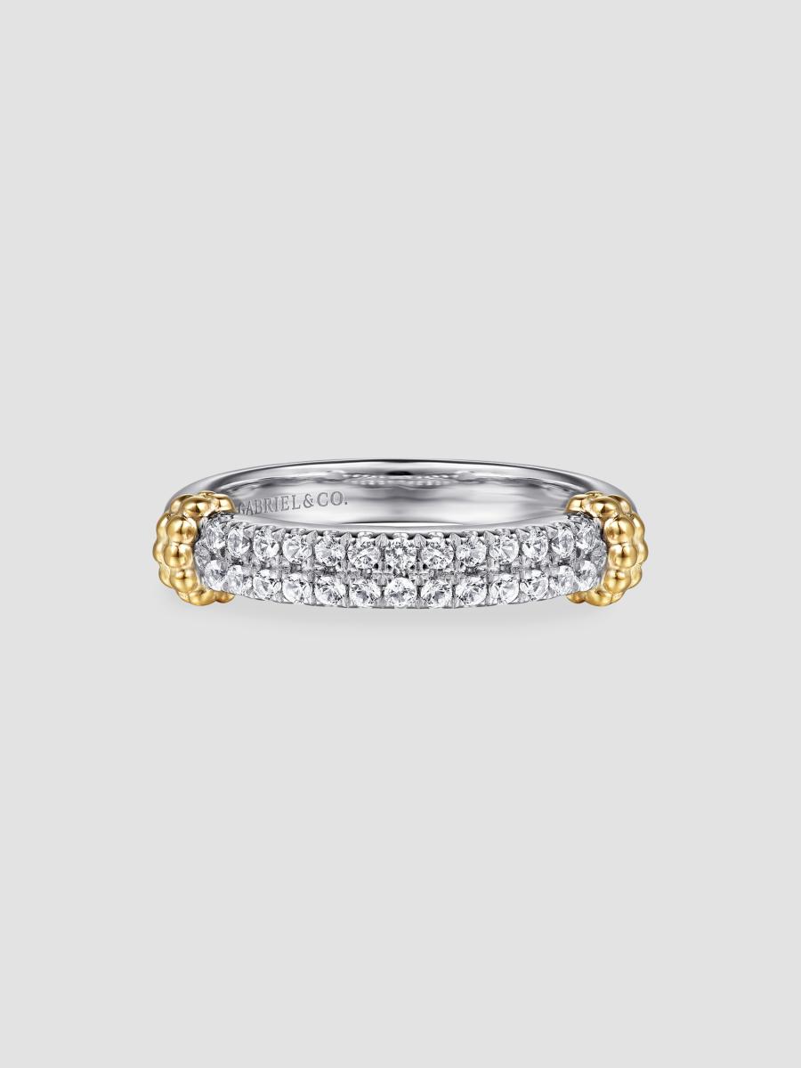 Gabriel & Co. Women's Bujukan 14k Yellow Gold, White Sapphire & Sterling Silver Stackable Ring