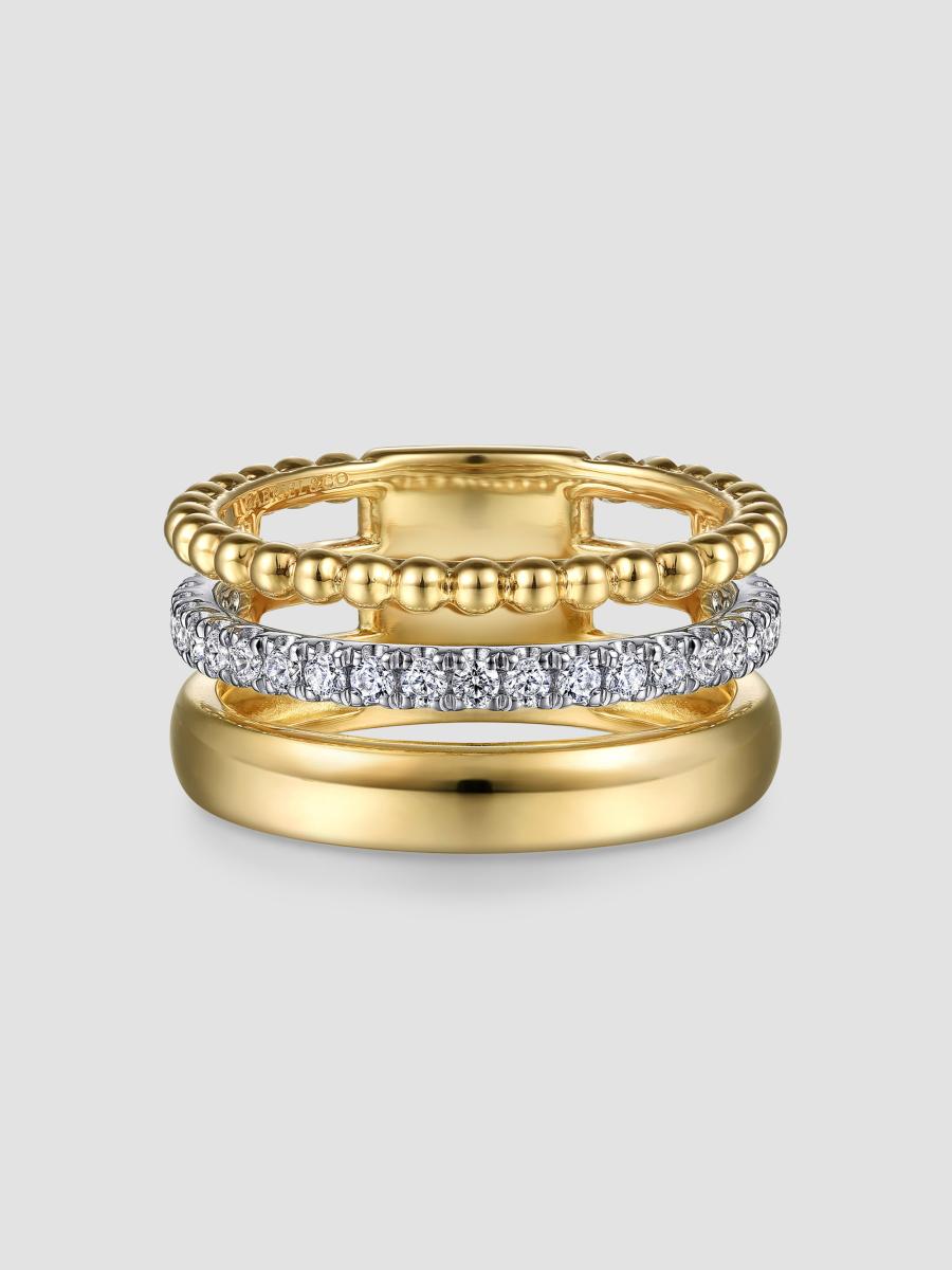 Gabriel & Co. Women's Bujukan 14k White & Yellow Gold & 0.35 Tcw Diamond Stacking Ring