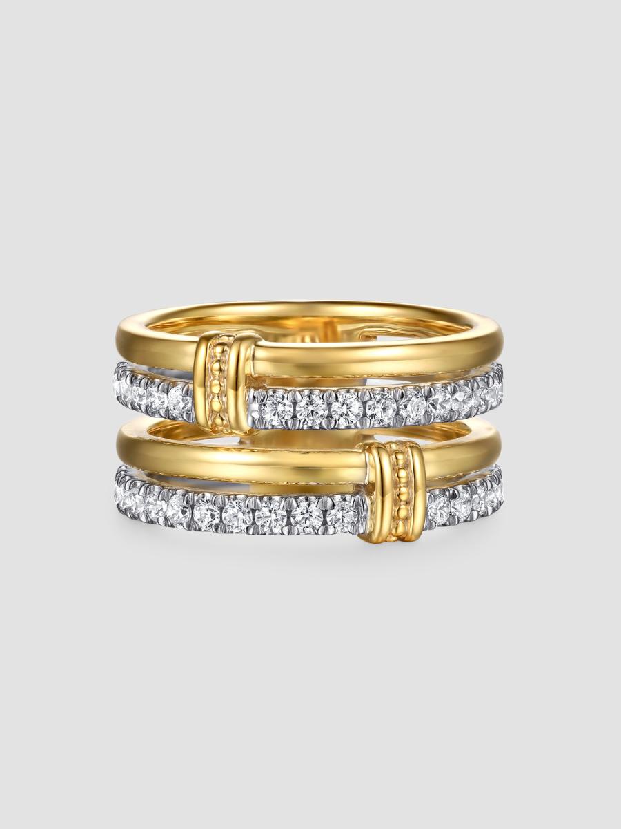 Gabriel & Co. Women's Bujukan Two-tone 14k Gold & 0.60 Tcw Diamond Multi-band Ring In Yellow Gold