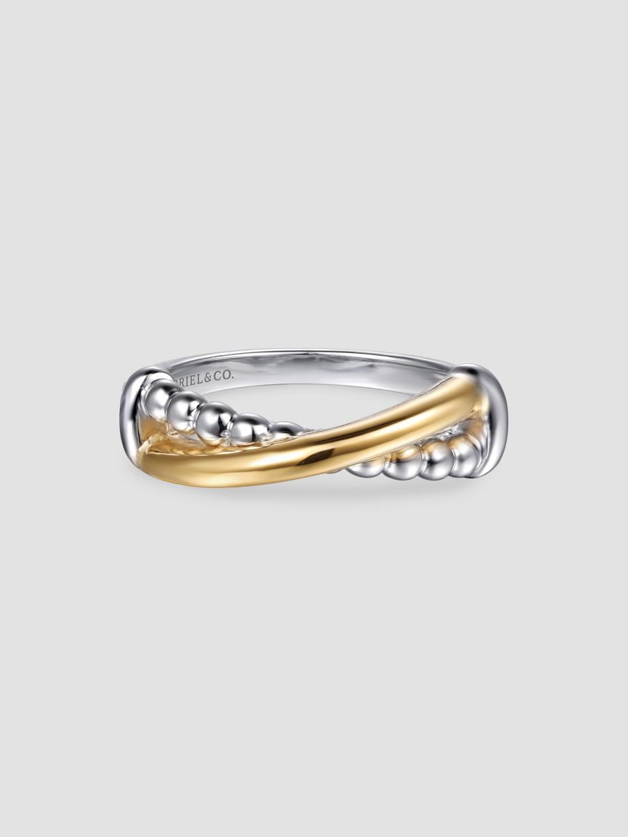 Gabriel & Co. Women's Bujukan 14k Yellow Gold & Sterling Silver Crisscross Ring