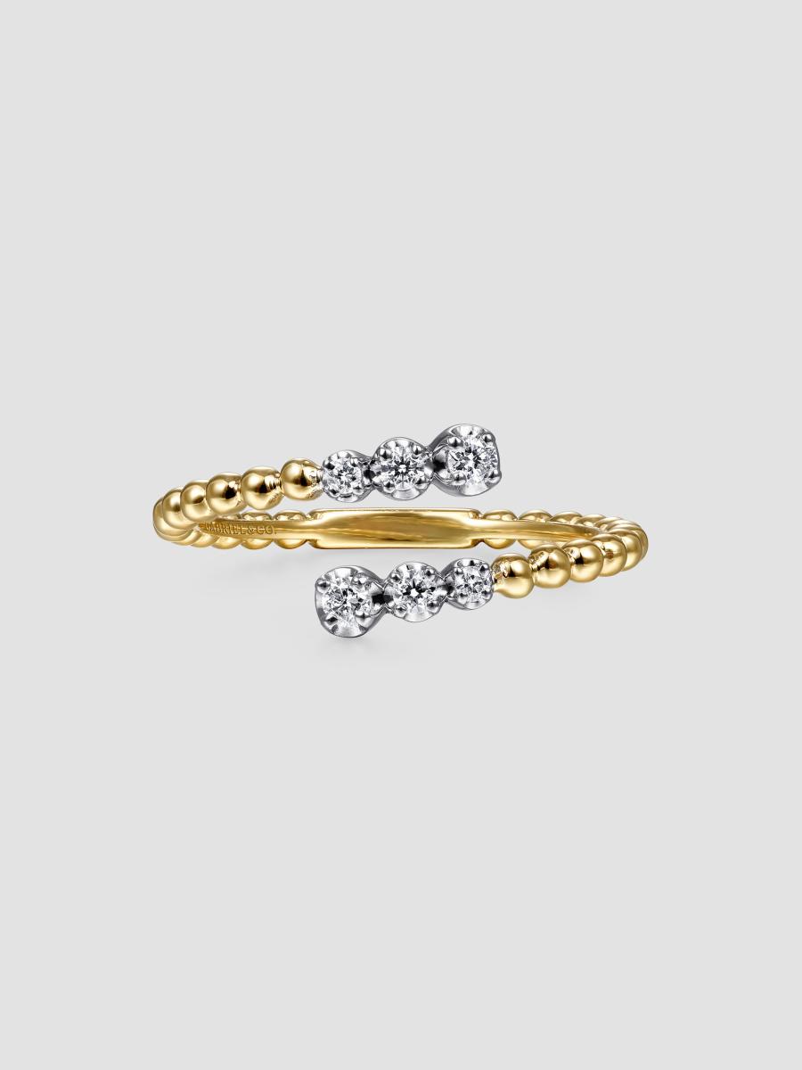 Gabriel & Co. Women's Bujukan 14k White & Yellow Gold & 0.14 Tcw Diamond Open Bypass Ring