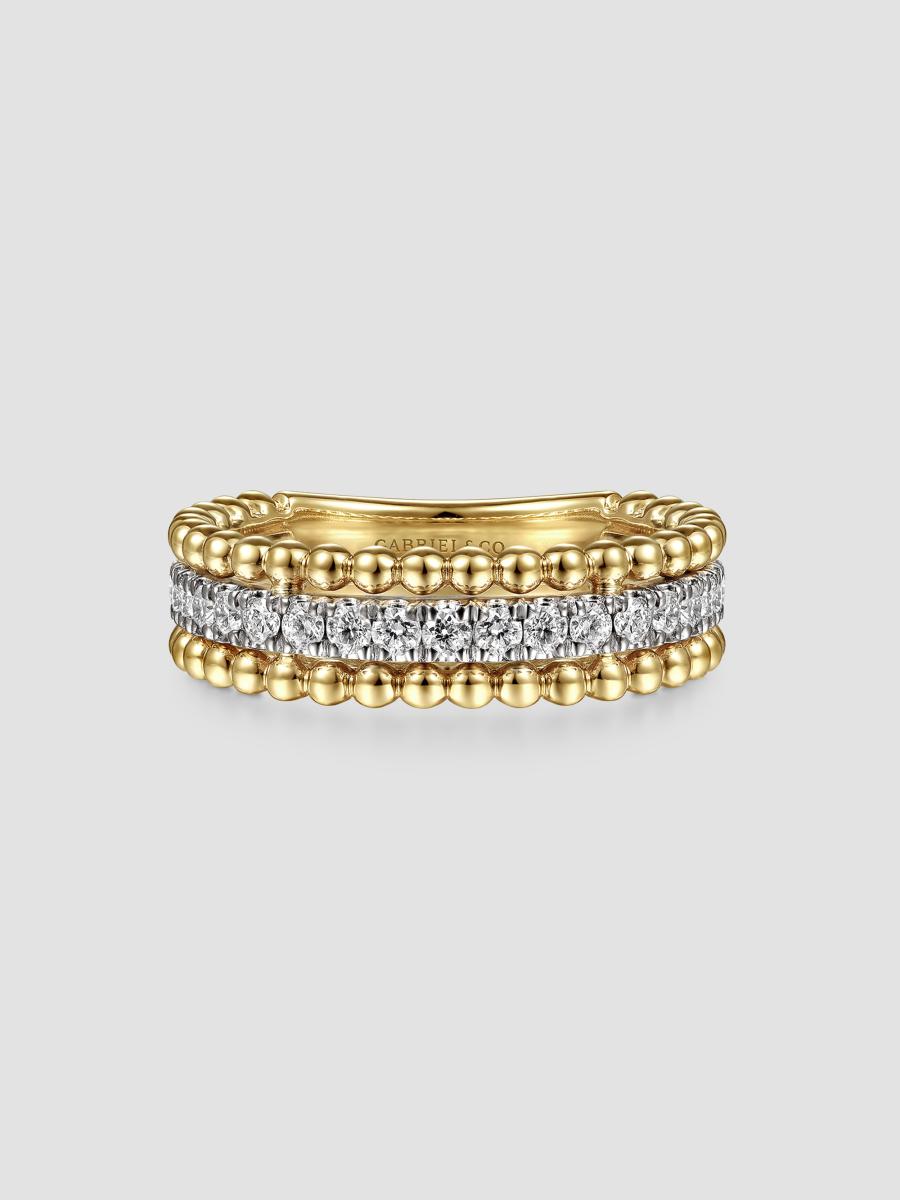Gabriel & Co. Women's Bujukan 14k White & Yellow Gold & 0.50 Tcw Diamond Three-row Ring