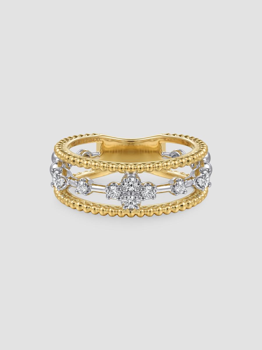 Gabriel & Co. Women's Bujukan 14k White & Yellow Gold & 0.25 Tcw Diamond Stacking Ring