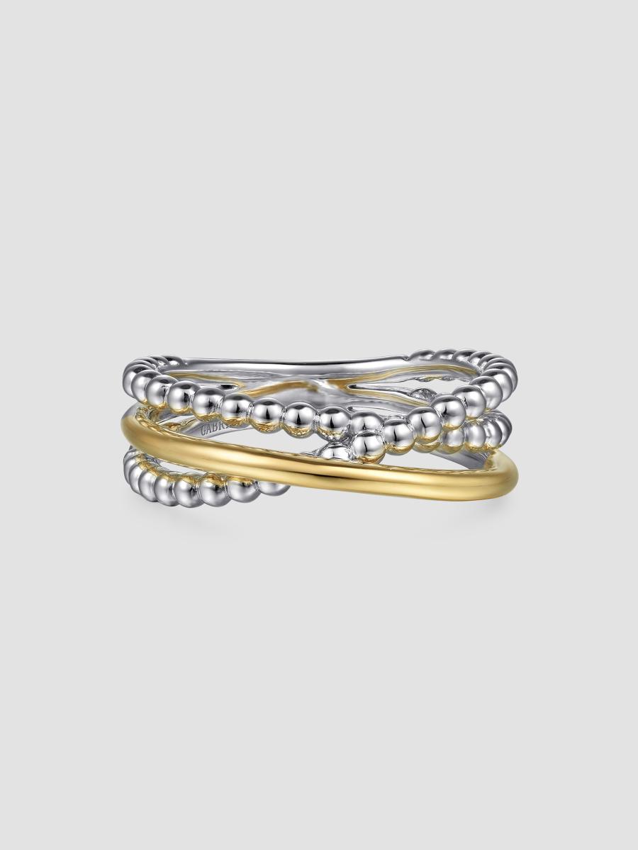 Gabriel & Co. Women's Bujukan 14k White & Yellow Gold Crisscross Band Ring In Sterling Silver