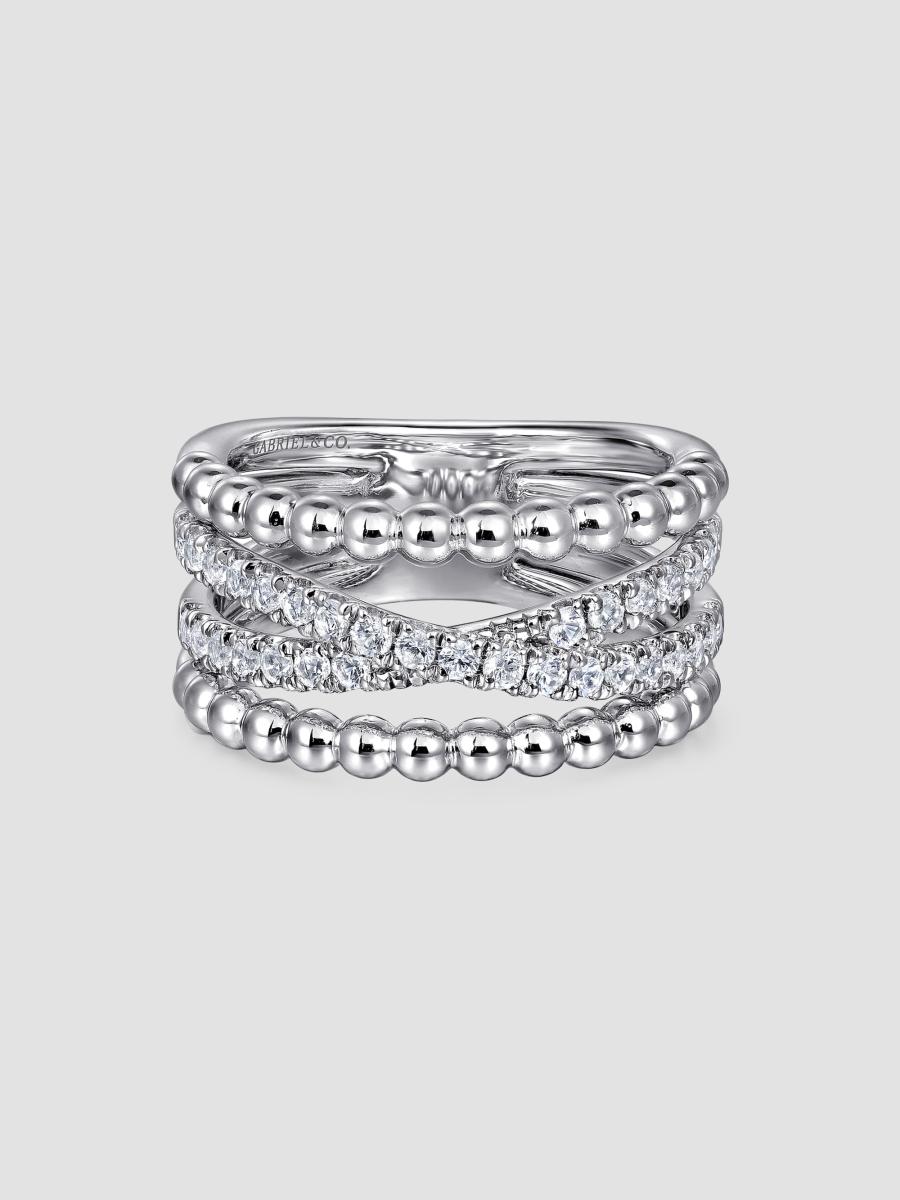 Gabriel & Co. Women's Bujukan Sterling Silver & White Sapphire Wide Band Ring