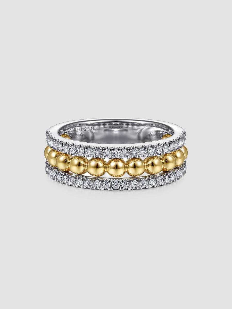 Gabriel & Co. Women's Bujukan 14k White & Yellow Gold & 0.40 Tcw Diamond Wide Band Ring